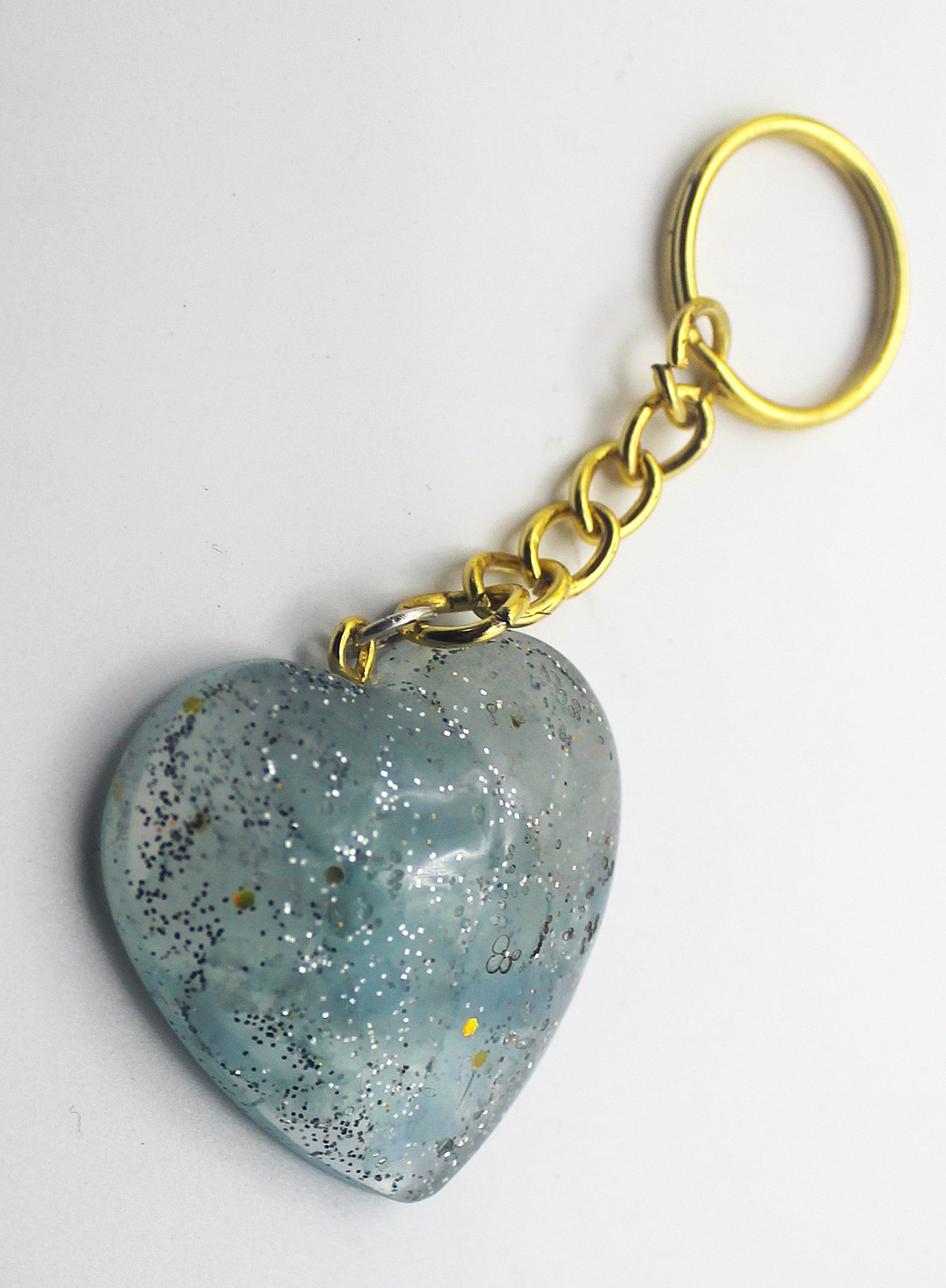 Resin Aquamarine Heart Keychain | | Wiccan Center