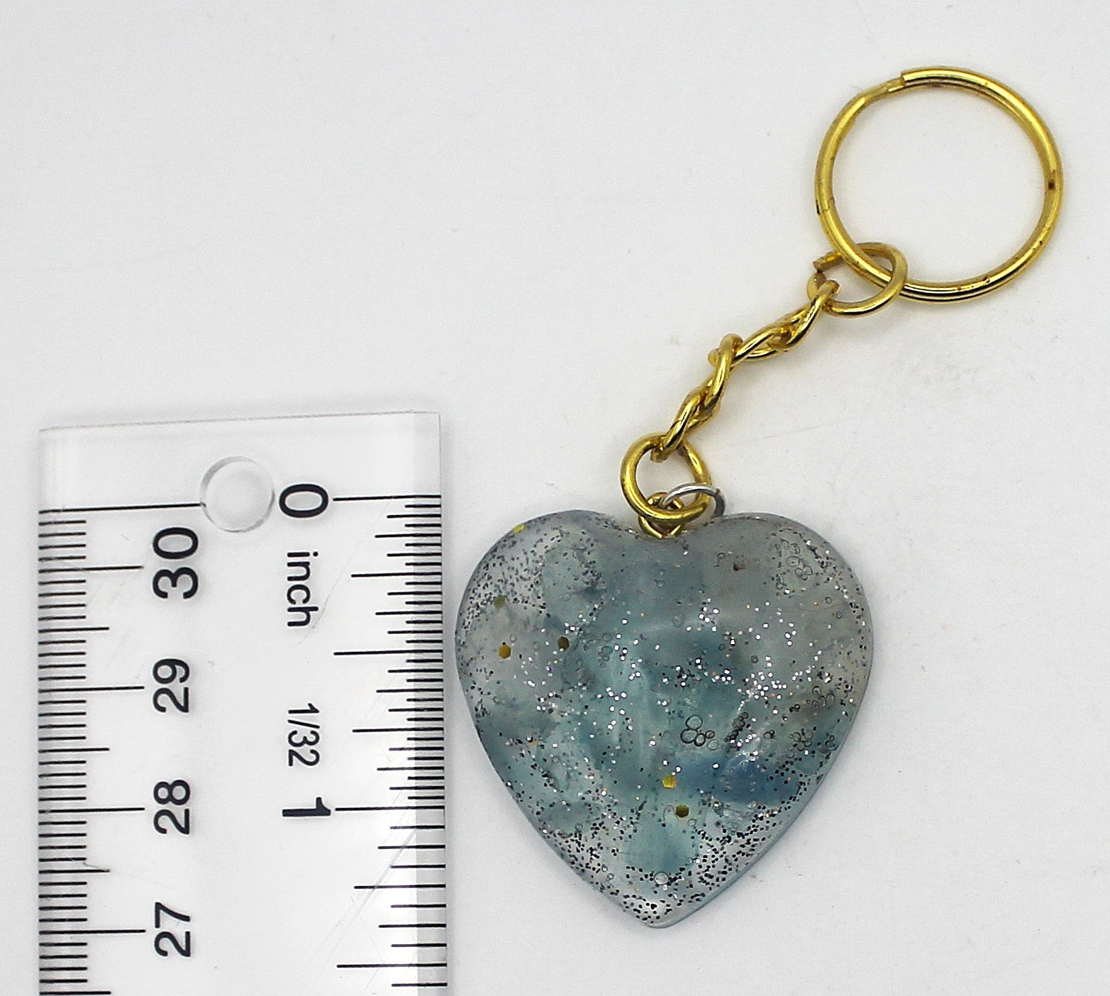 Resin Aquamarine Heart Keychain | | Wiccan Center