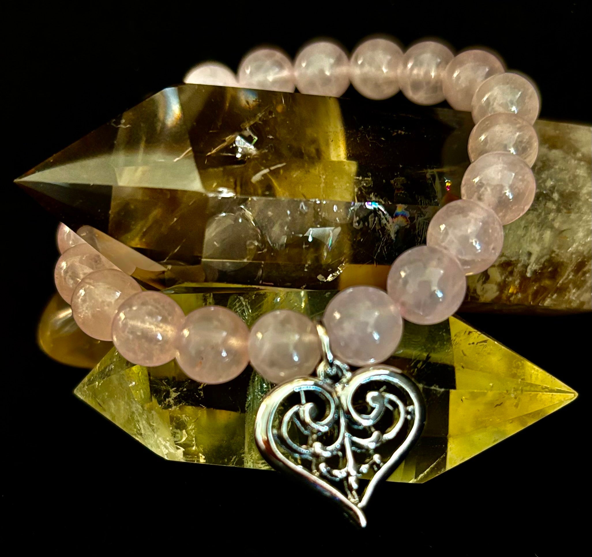 7 Wonders Natural Stone Charm Bracelet Collection | 8mm Healing Gemstone Beads with Silver Charms (Small–Medium Wrists) | | Wiccan Center