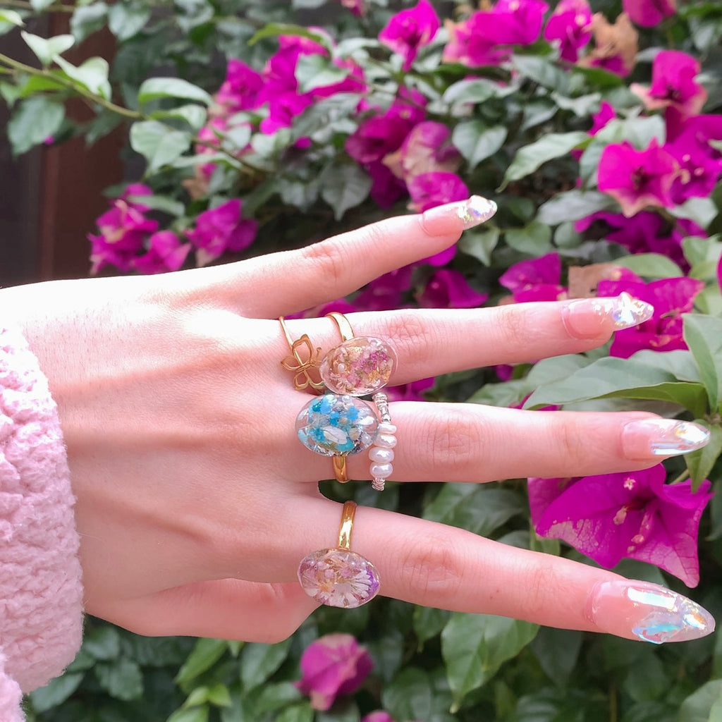SALE - Resin Spring Flower Rings