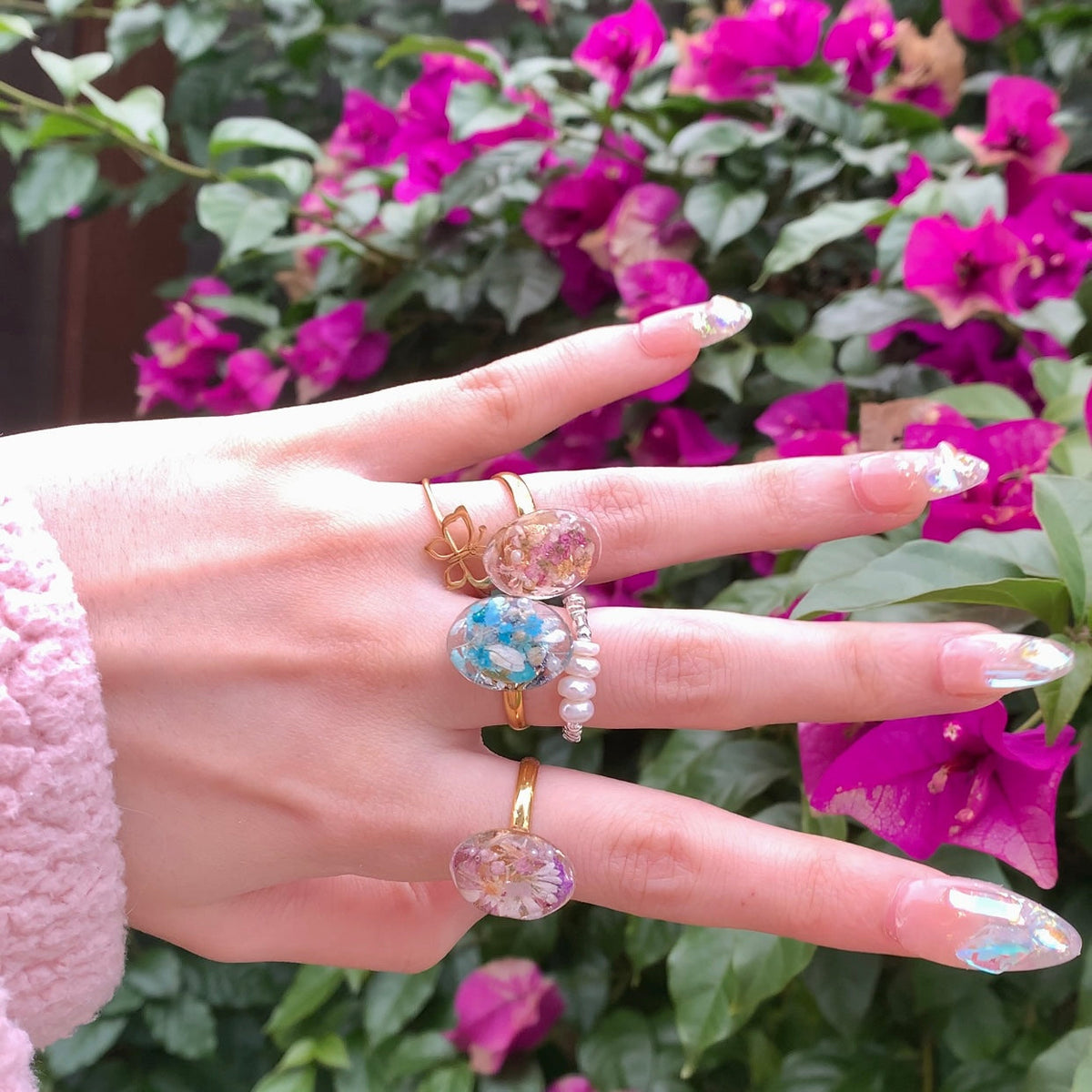 SALE - Resin Spring Flower Rings