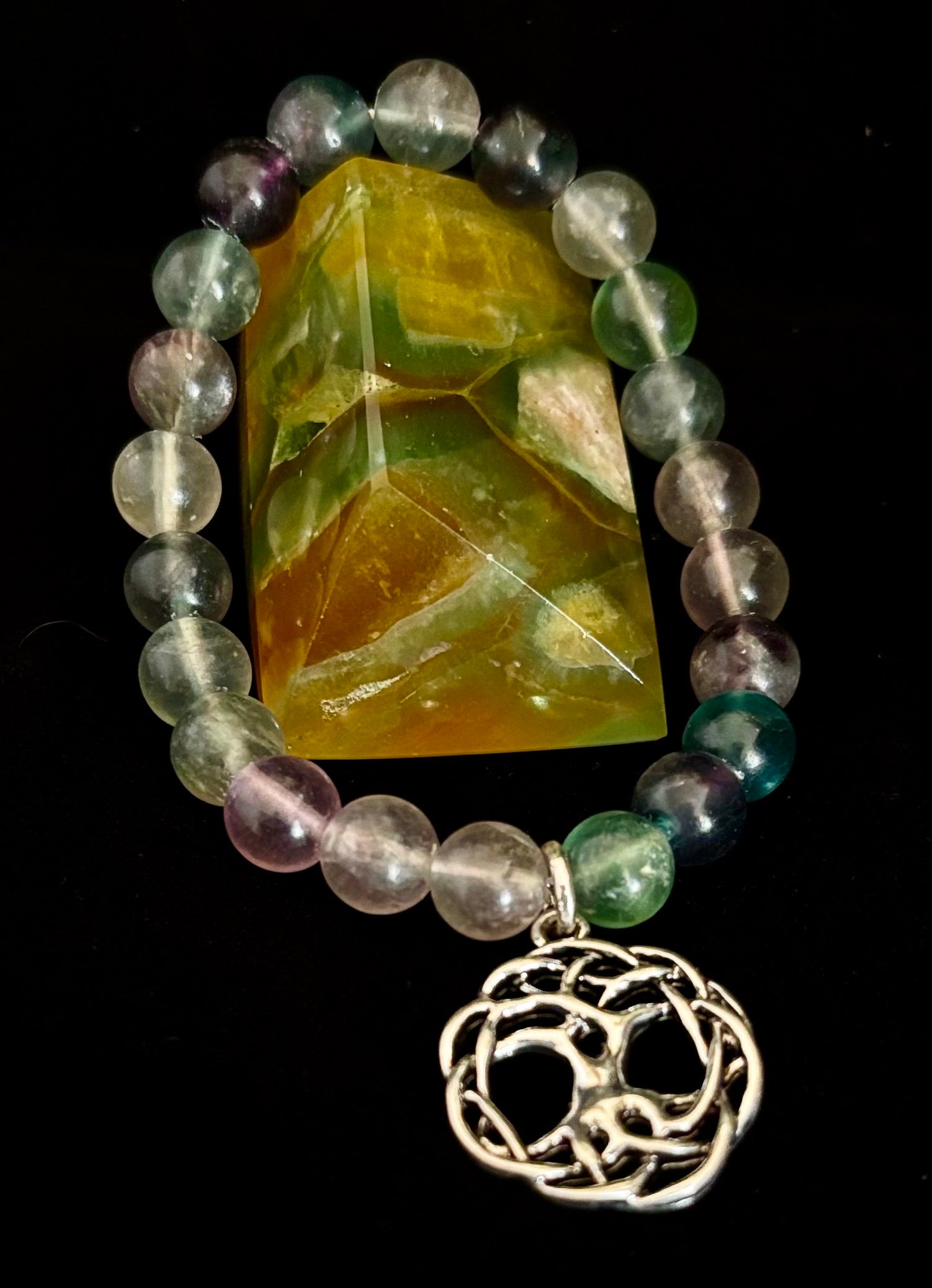 7 Wonders Natural Stone Charm Bracelet Collection | 8mm Healing Gemstone Beads with Silver Charms (Small–Medium Wrists) | | Wiccan Center