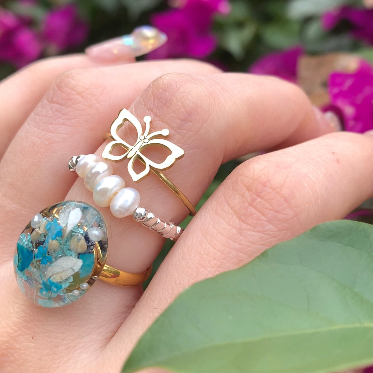 SALE - Resin Spring Flower Rings