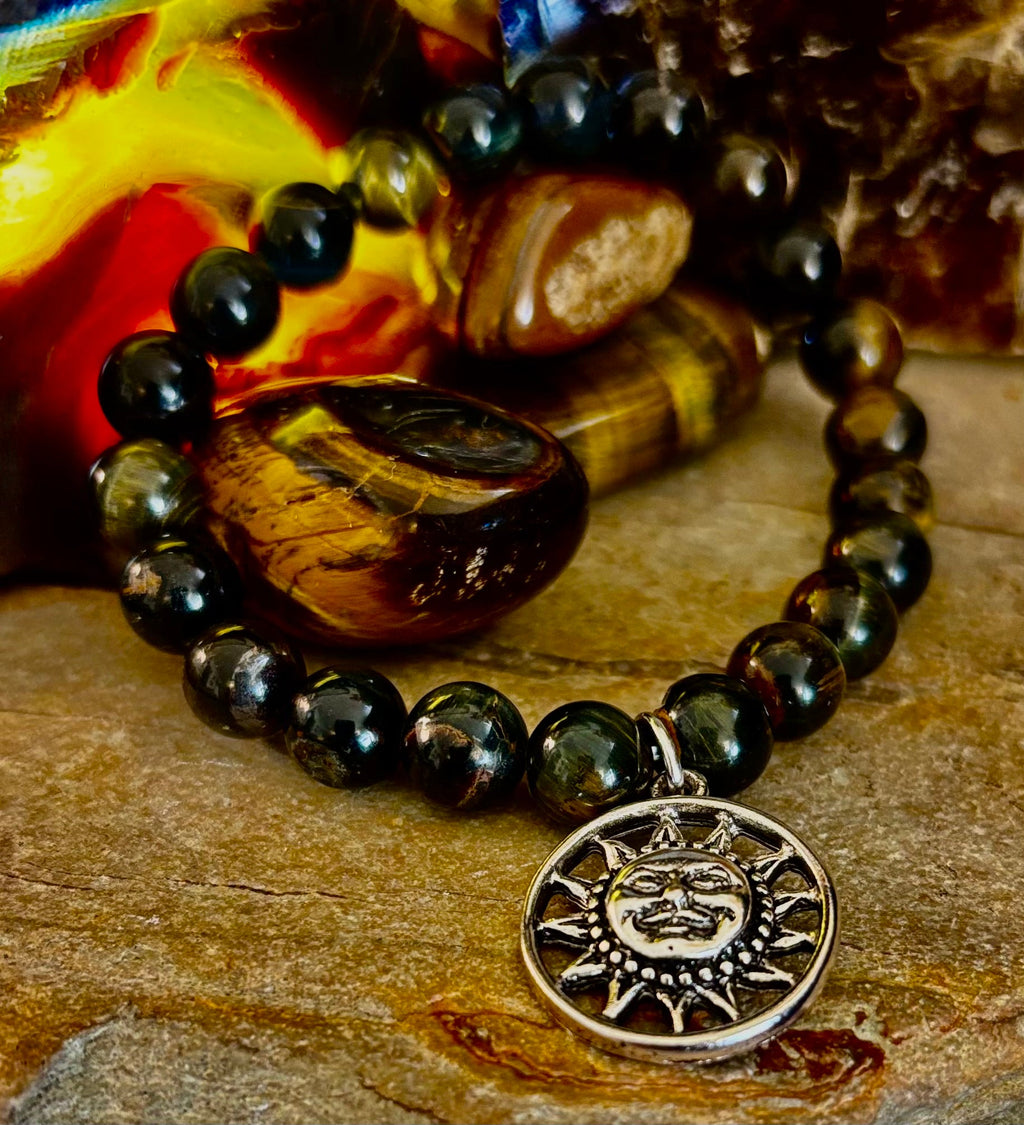 7 Wonders Natural Stone Charm Bracelet Collection | 8mm Healing Gemstone Beads with Silver Charms (Small–Medium Wrists) | | Wiccan Center