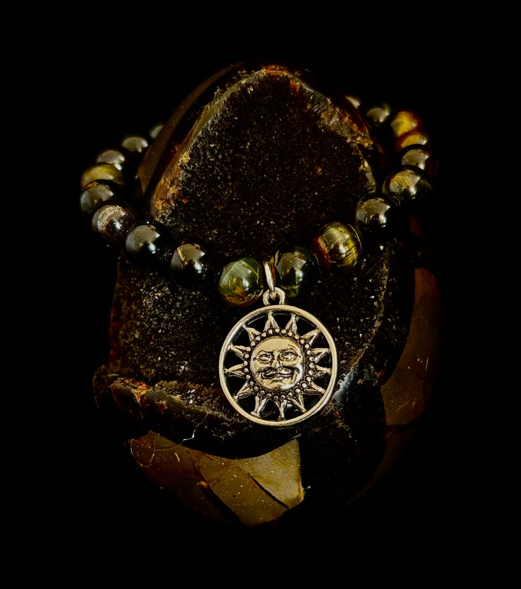 7 Wonders Natural Stone Charm Bracelet Collection | 8mm Healing Gemstone Beads with Silver Charms (Small–Medium Wrists) | | Wiccan Center