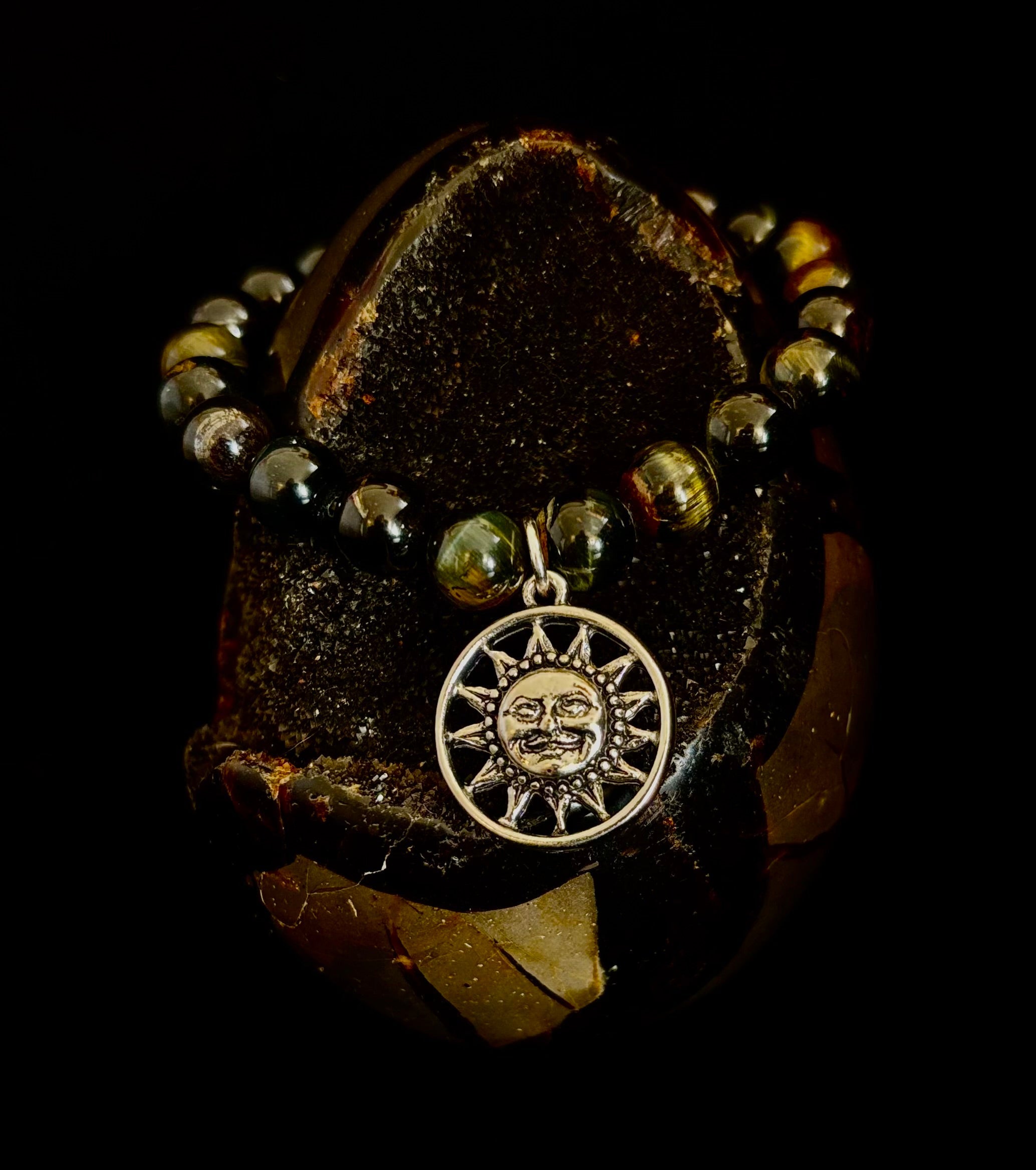 7 Wonders Natural Stone Charm Bracelet Collection | 8mm Healing Gemstone Beads with Silver Charms (Small–Medium Wrists) | | Wiccan Center