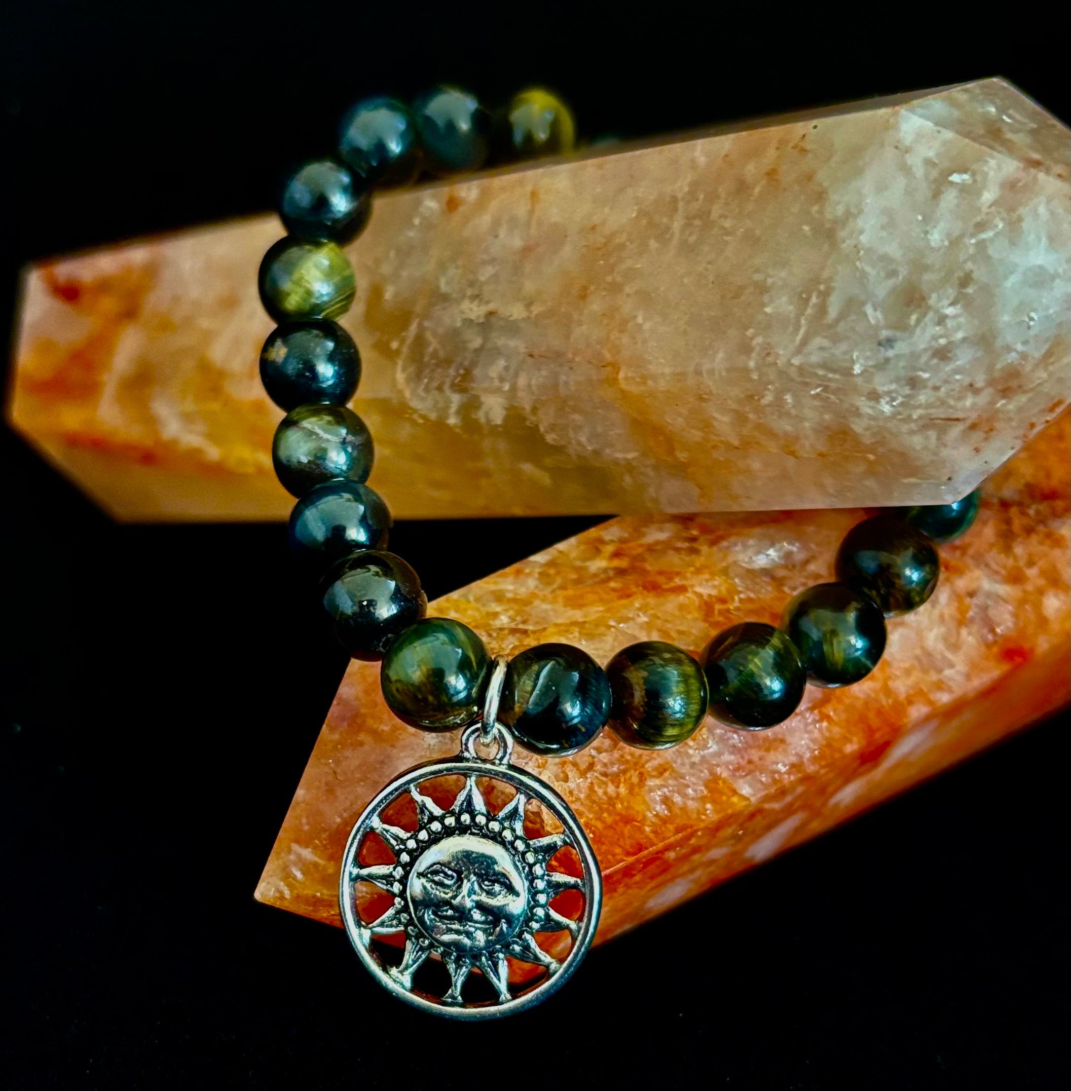 7 Wonders Natural Stone Charm Bracelet Collection | 8mm Healing Gemstone Beads with Silver Charms (Small–Medium Wrists) | | Wiccan Center