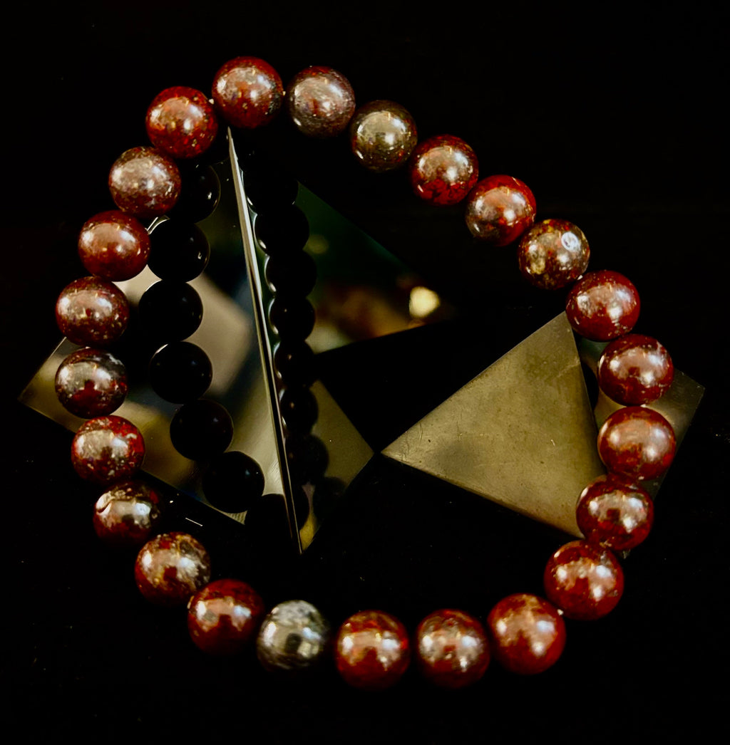 Bloodstone Strength Bracelet | 8mm Natural Energy Beads for Protection & Vitality (8” Large Fit) | | Wiccan Center