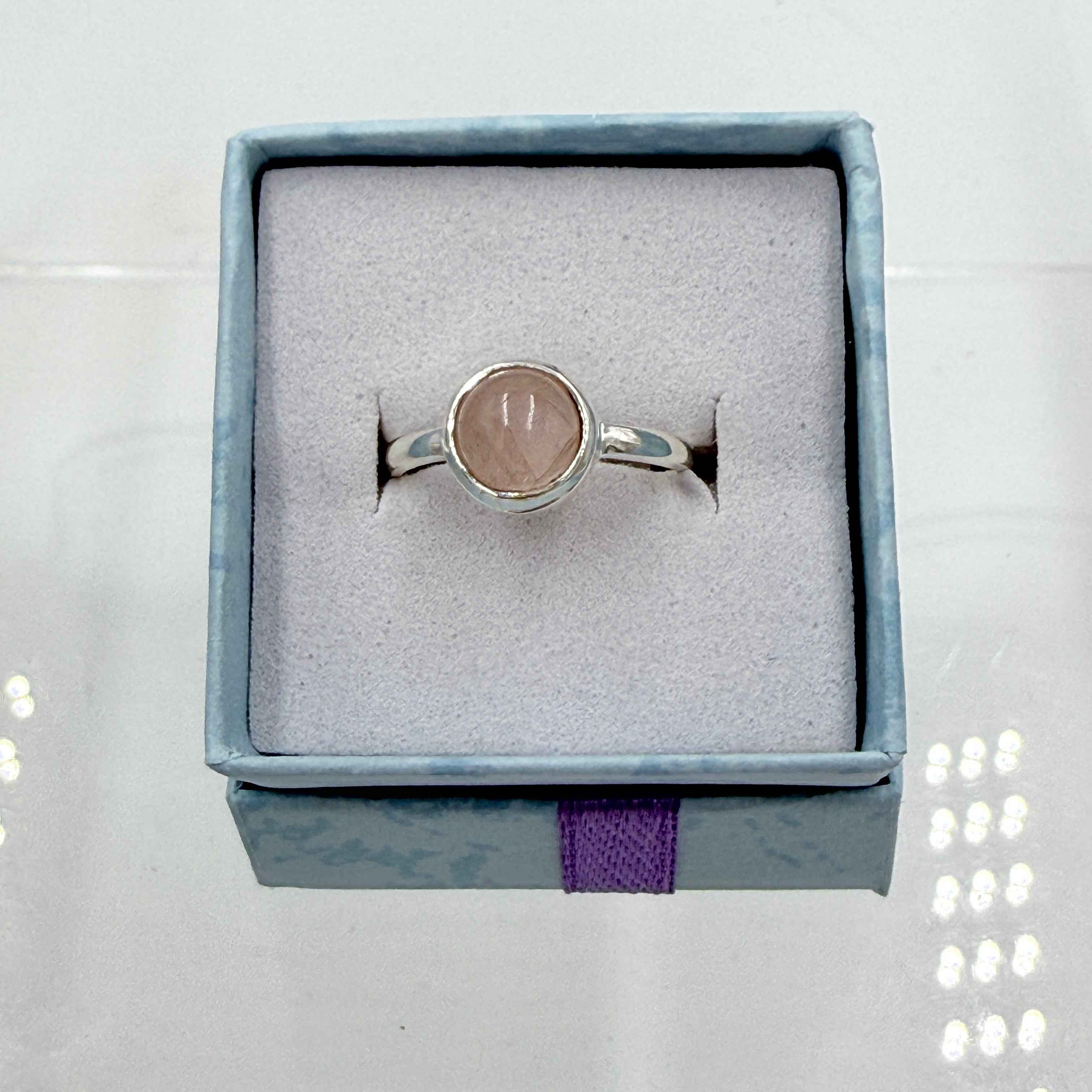 Sterling Silver Round Rose Quartz - Size 6 - Loving, Soothing & Heart Opening | Rings | Wiccan Center