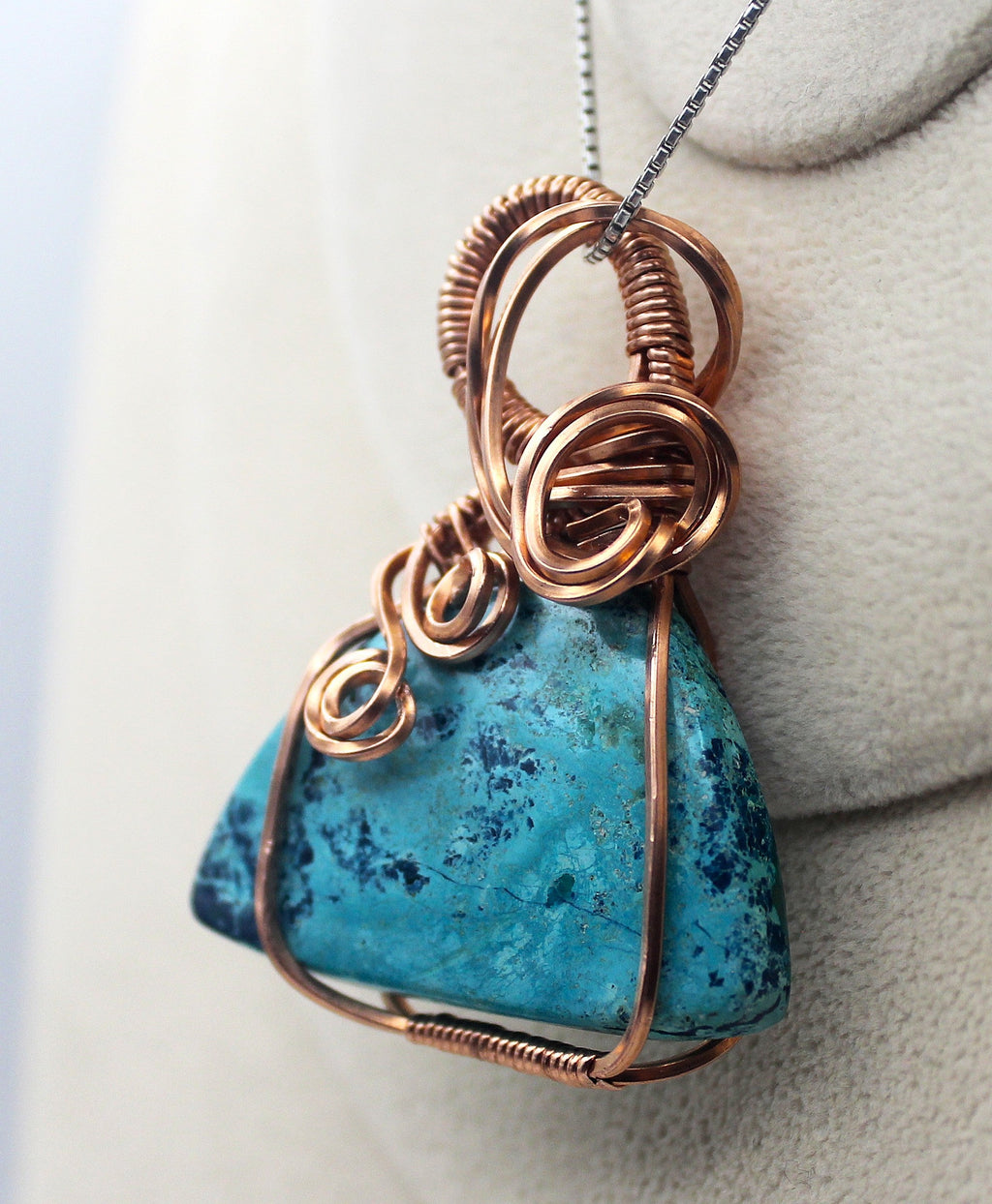 Raw Copper Chrysocolla Pendant Necklace | | Wiccan Center