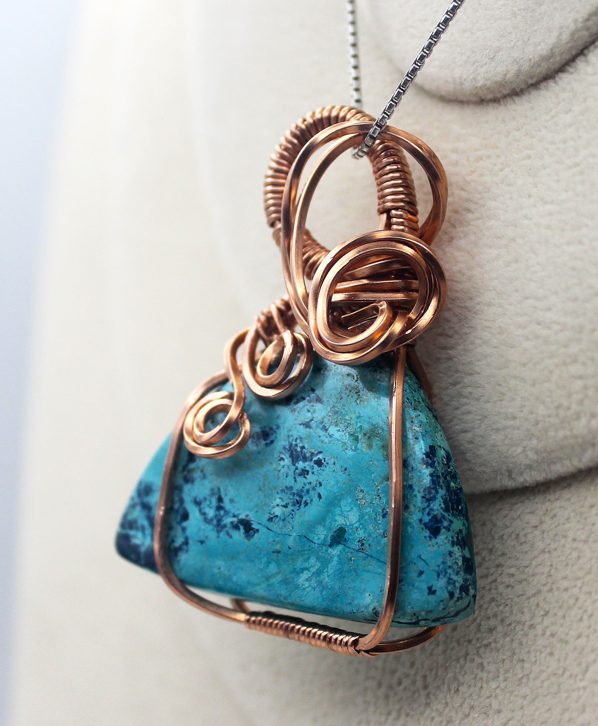 Raw Copper Chrysocolla Pendant Necklace | | Wiccan Center