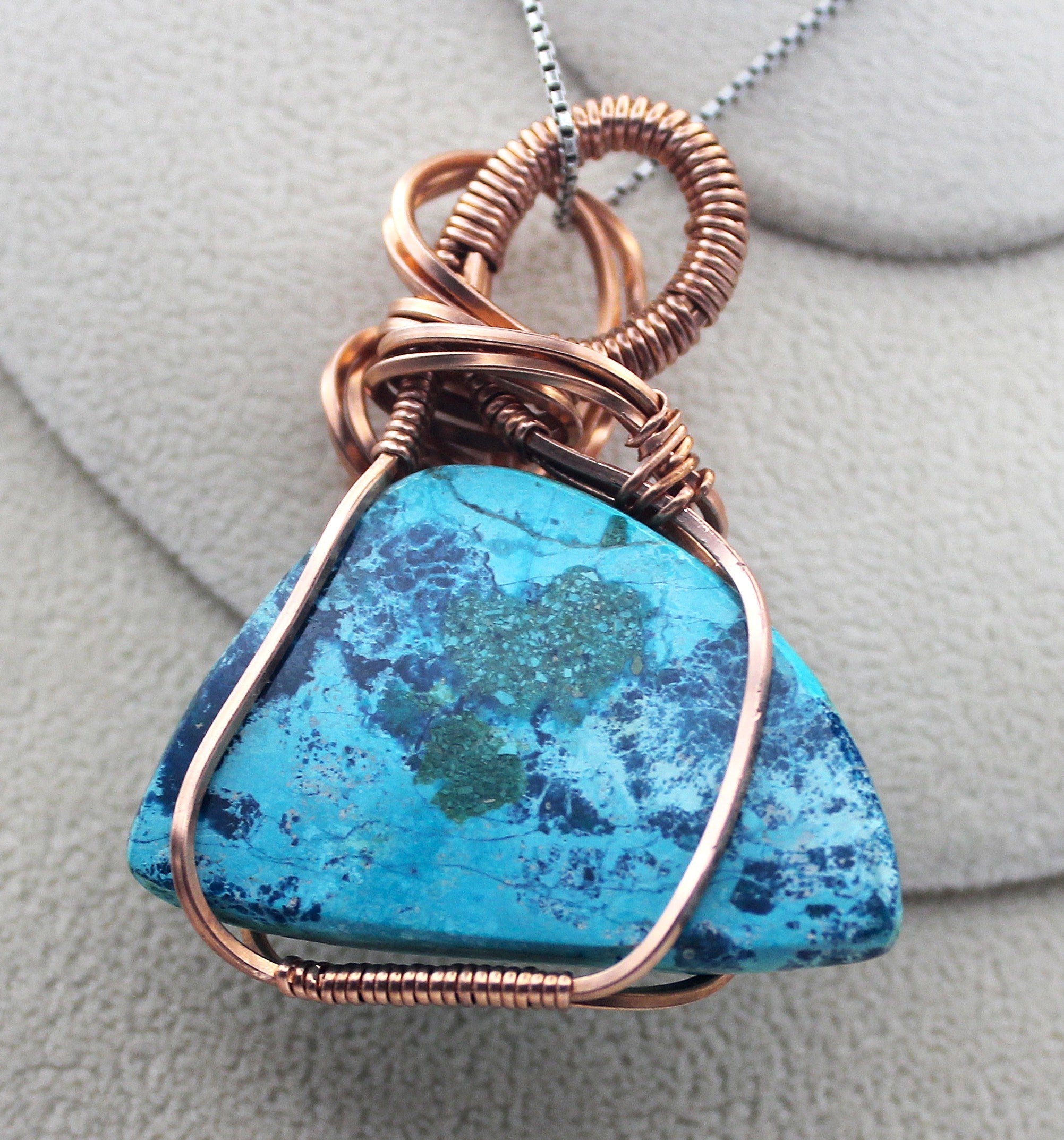 Raw Copper Chrysocolla Pendant Necklace | | Wiccan Center