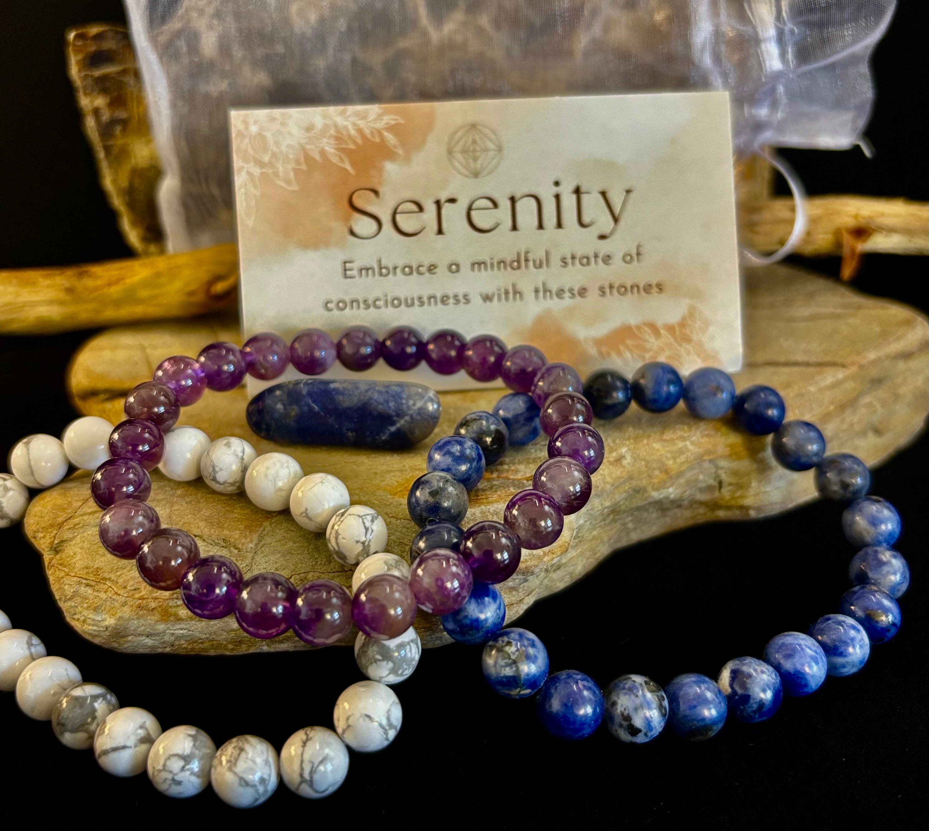 Intentions Bracelet Set – Serenity (Amethyst, Sodalite & Howlite) | | Wiccan Center