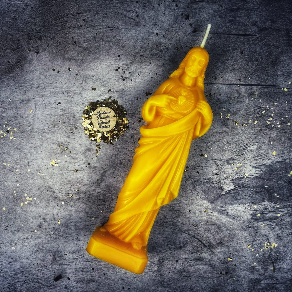 Beeswax Sacred Heart of Jesus Spell Candle - Divine Love & Miracles | Beeswax Candle | Wiccan Center