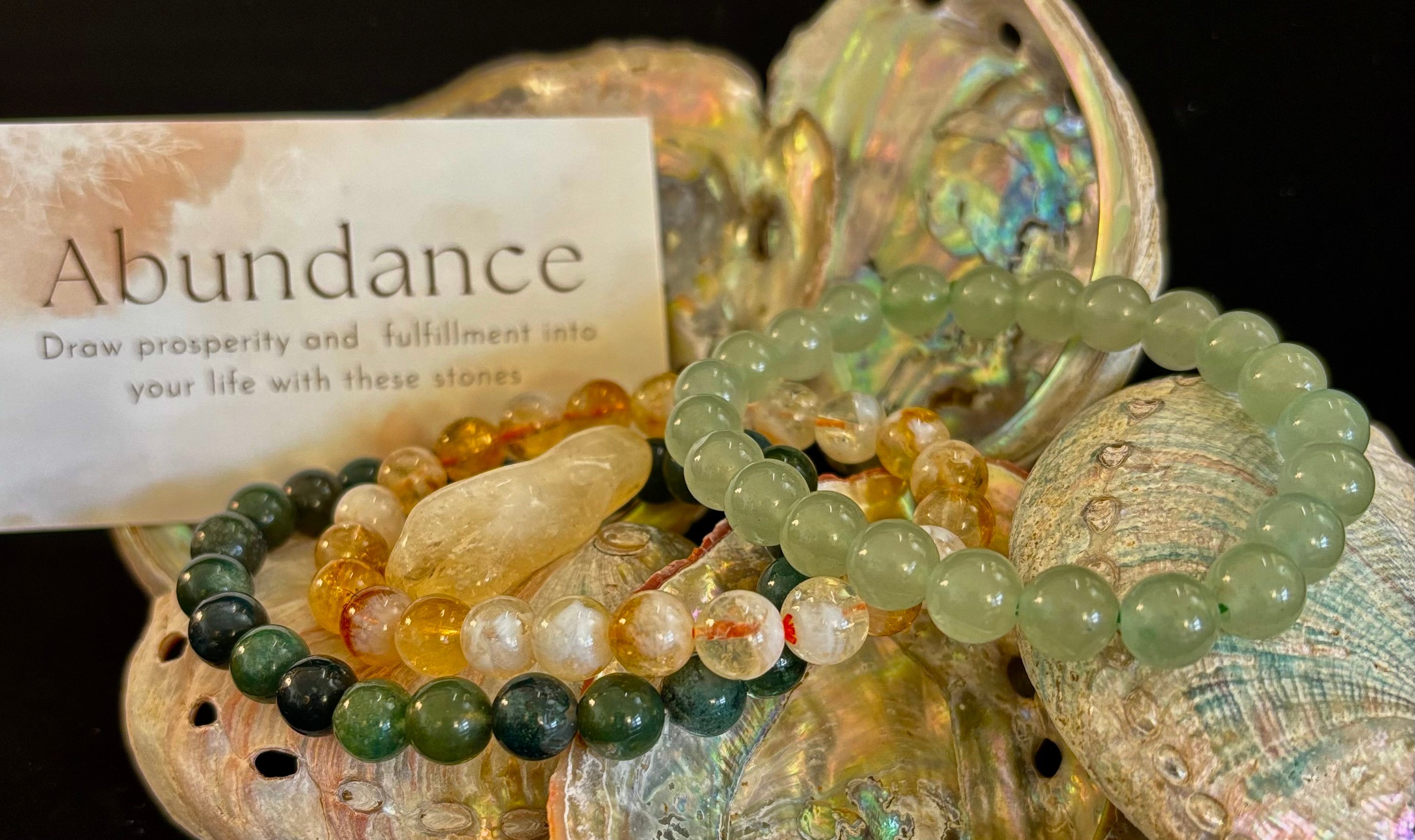 Intentions Bracelet Set – Abundance (Citrine, Green Aventurine & Moss Agate) | | Wiccan Center