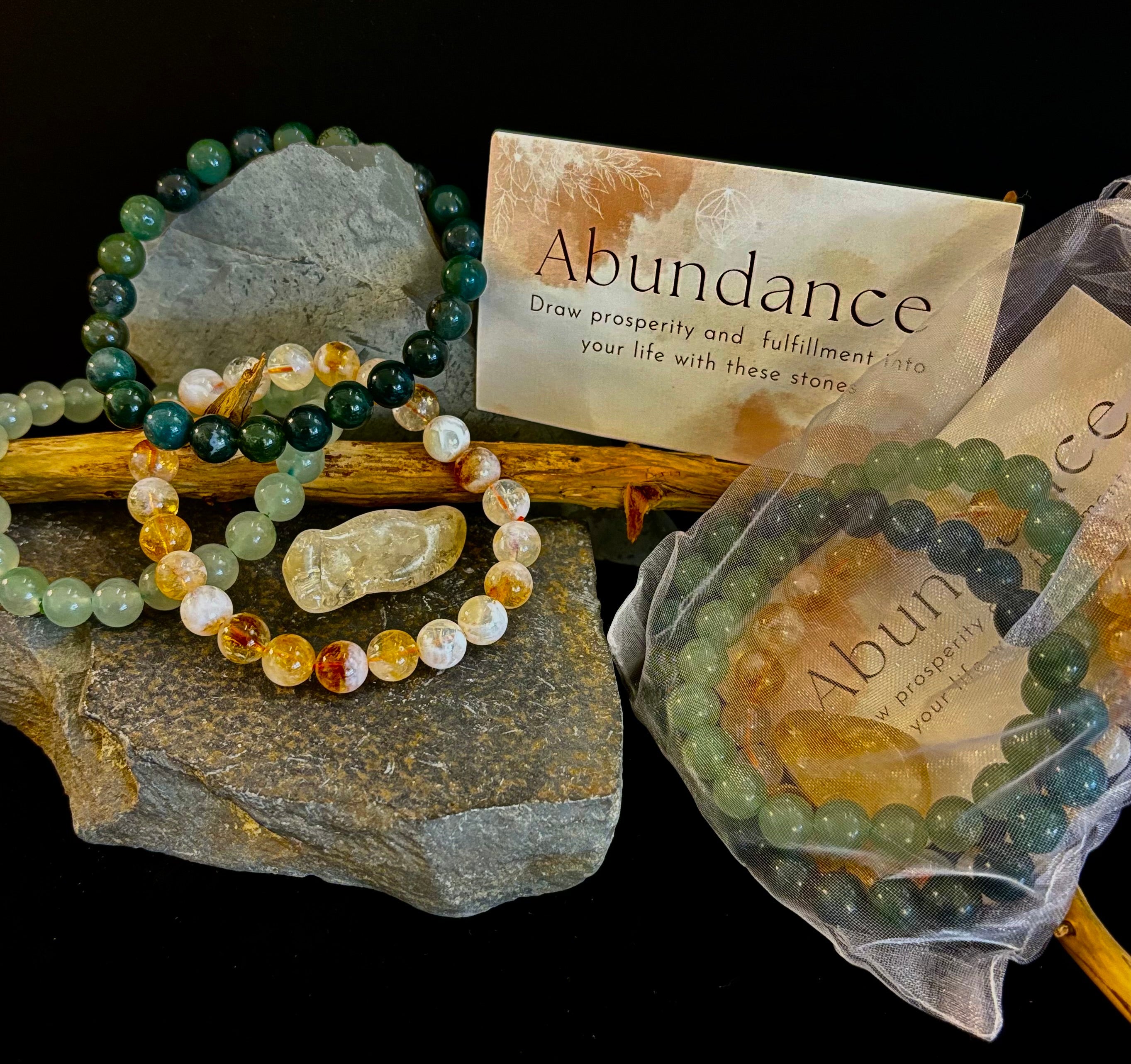 Intentions Bracelet Set – Abundance (Citrine, Green Aventurine & Moss Agate) | | Wiccan Center
