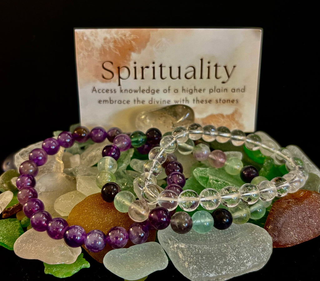 Intentions Bracelet Set – Spirituality (Clear Quartz, Amethyst & Fluorite) | | Wiccan Center