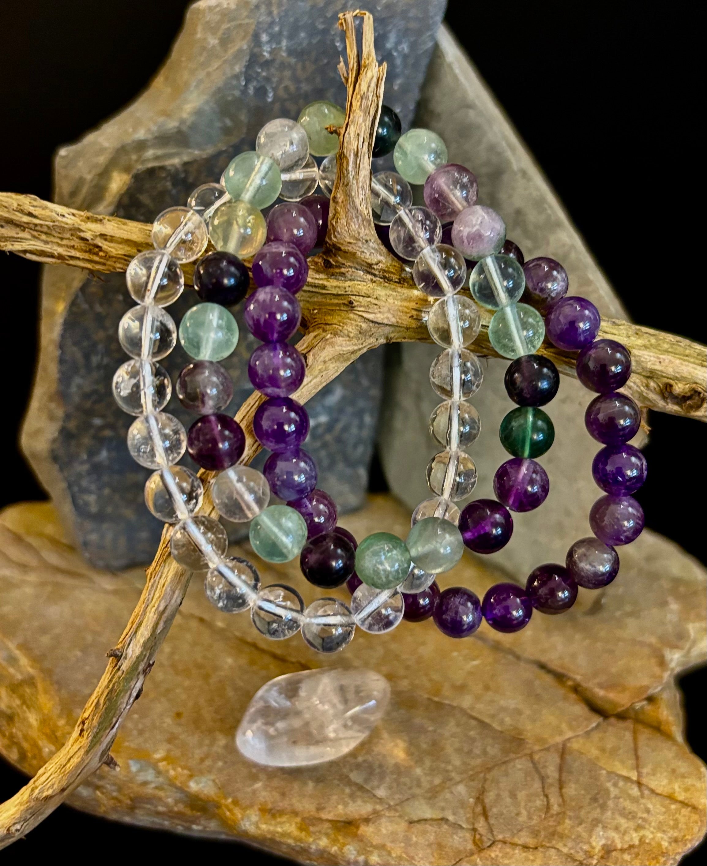 Intentions Bracelet Set – Spirituality (Clear Quartz, Amethyst & Fluorite) | | Wiccan Center