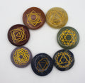 Seven Stone Chakra Set – Engraved Gold Symbols for Balance & Alignment | | Wiccan Center