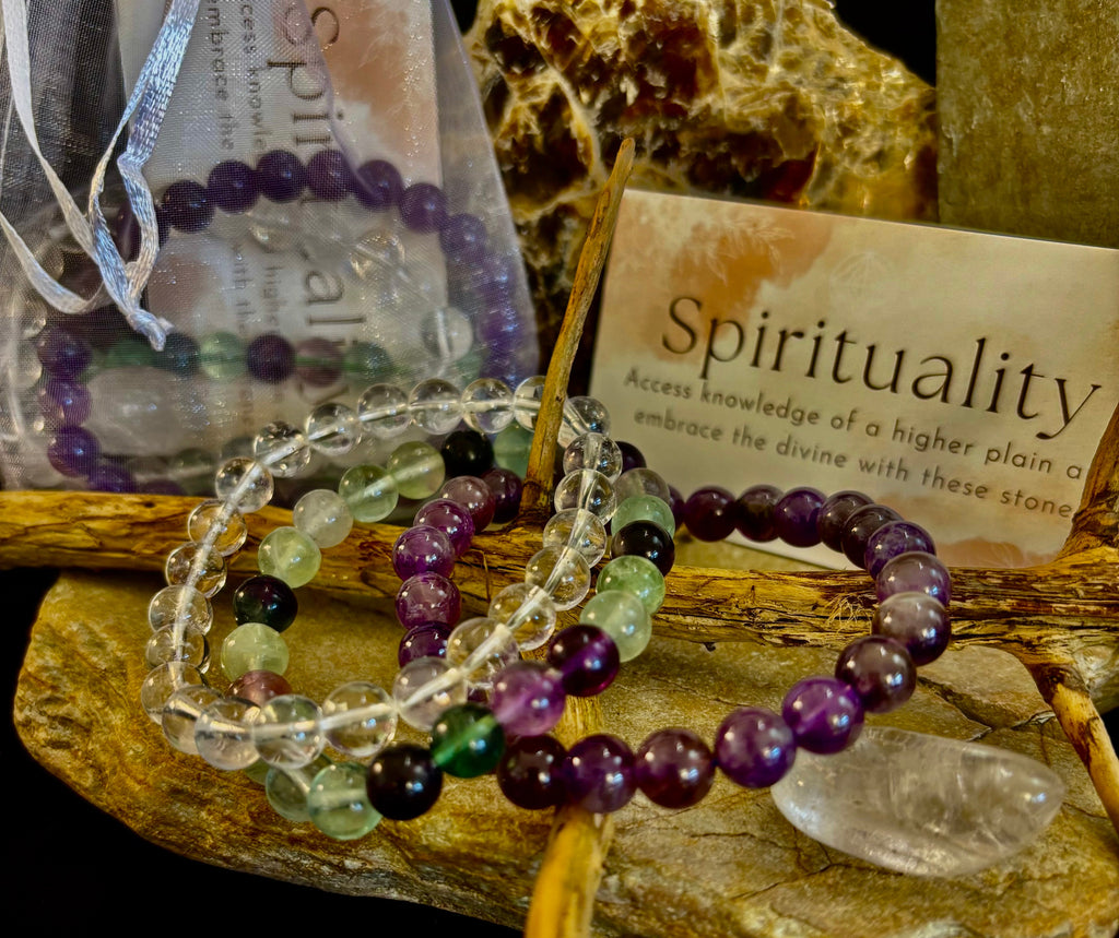 Intentions Bracelet Set – Spirituality (Clear Quartz, Amethyst & Fluorite) | | Wiccan Center