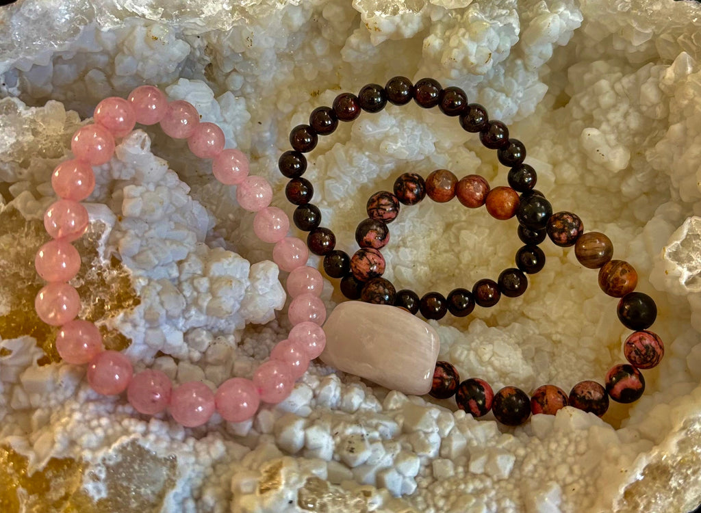 Intentions Bracelet Set – Love (Rose Quartz, Rhodonite & Garnet) | | Wiccan Center