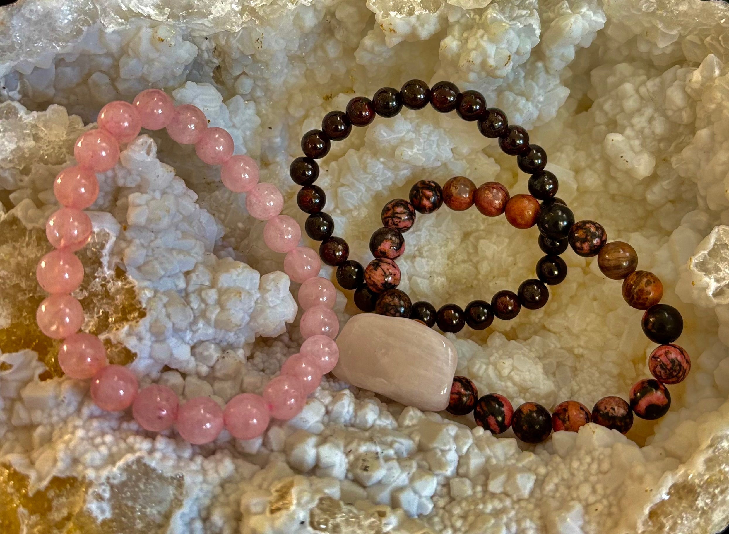 Intentions Bracelet Set – Love (Rose Quartz, Rhodonite & Garnet) | | Wiccan Center