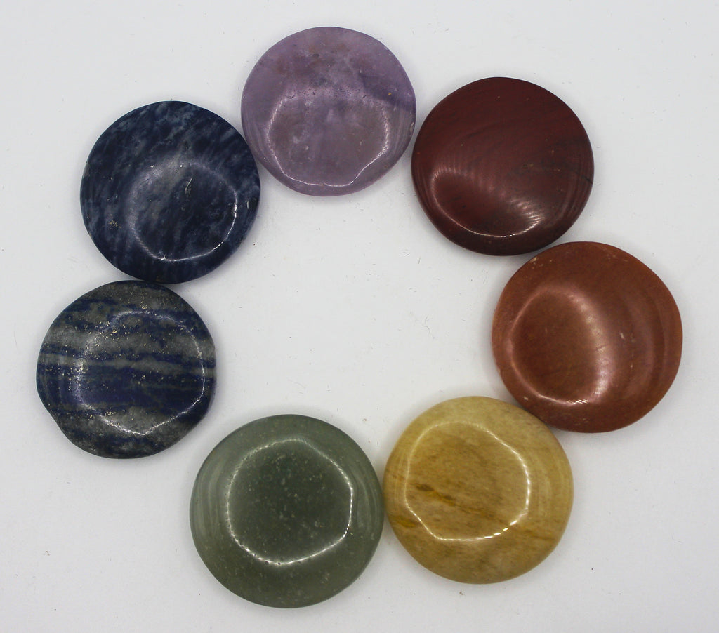 Seven Stone Chakra Set – Engraved Gold Symbols for Balance & Alignment | | Wiccan Center