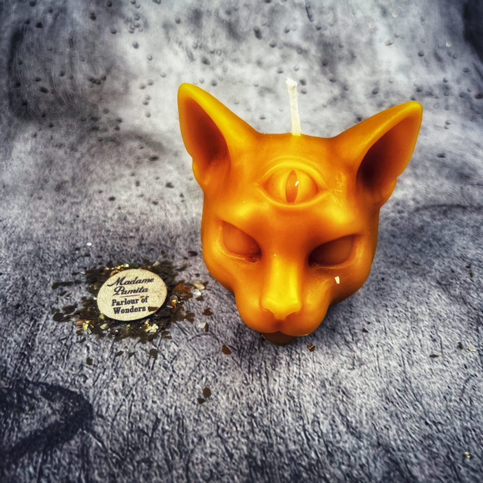Beeswax Psychic Cat Spell Candle - Intuition & Clairvoyance Magic | Beeswax Candle | Wiccan Center