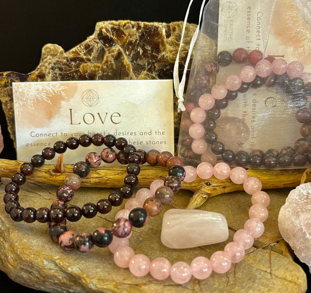 Intentions Bracelet Set – Love (Rose Quartz, Rhodonite & Garnet) | | Wiccan Center
