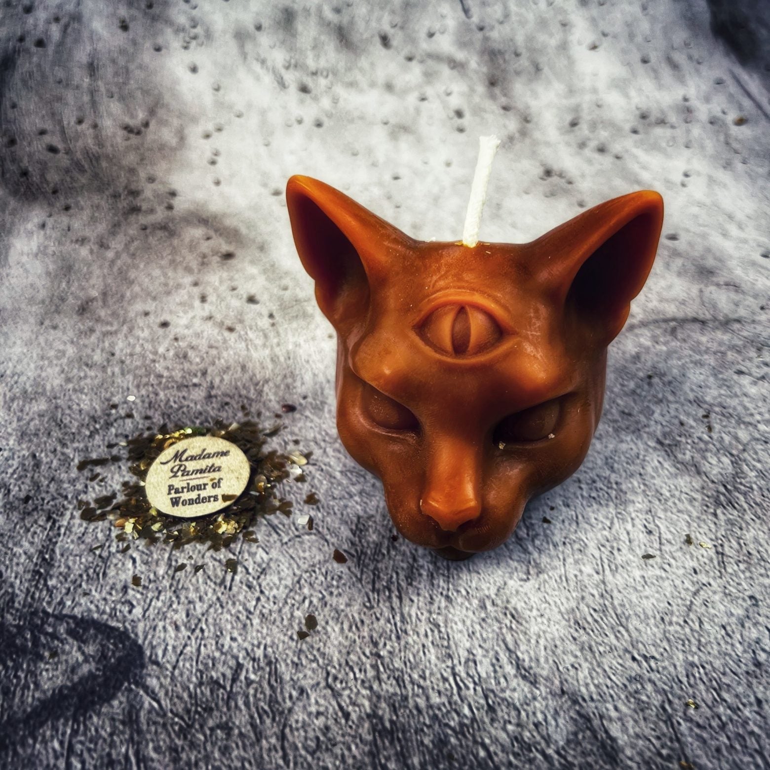 Beeswax Psychic Cat Spell Candle - Intuition & Clairvoyance Magic | Beeswax Candle | Wiccan Center