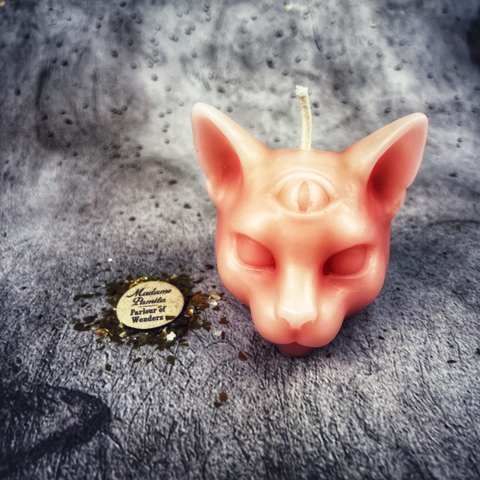 Beeswax Psychic Cat Spell Candle - Intuition & Clairvoyance Magic | Beeswax Candle | Wiccan Center