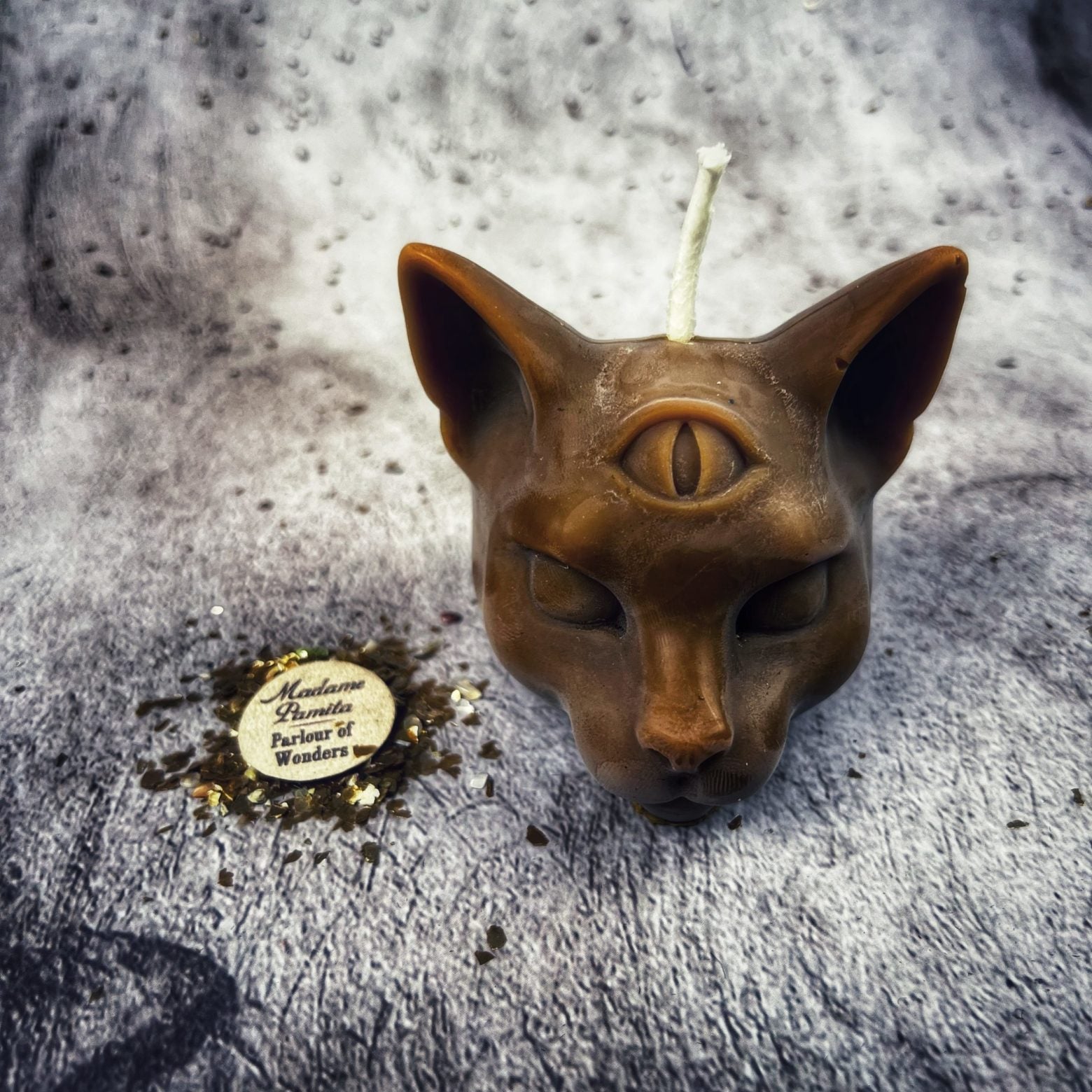 Beeswax Psychic Cat Spell Candle - Intuition & Clairvoyance Magic | Beeswax Candle | Wiccan Center