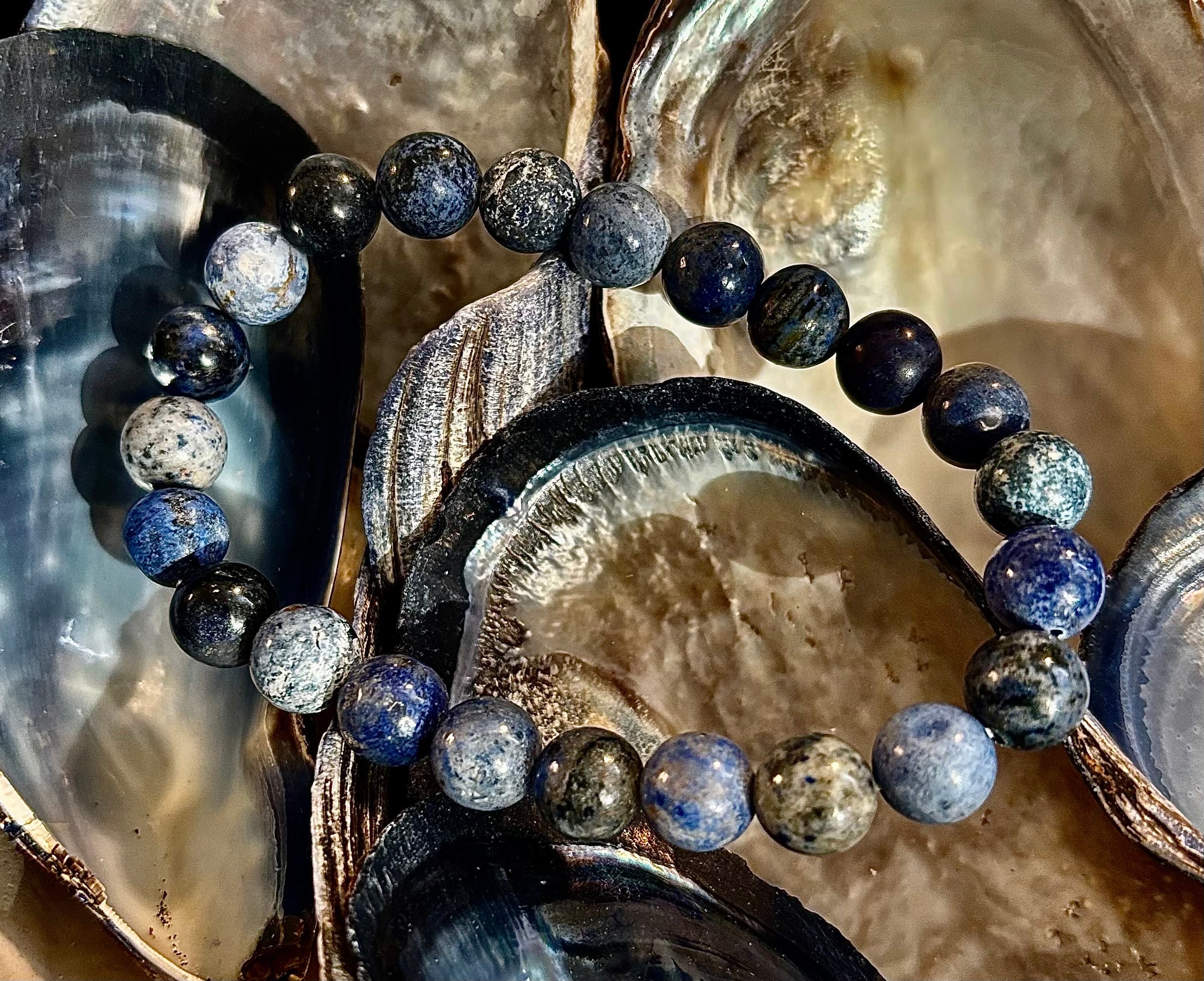 Dumortierite Natural Stone Bracelet | 8mm Blue Gemstone Beads for Focus & Inner Strength (Small to Medium Wrists) | | Wiccan Center