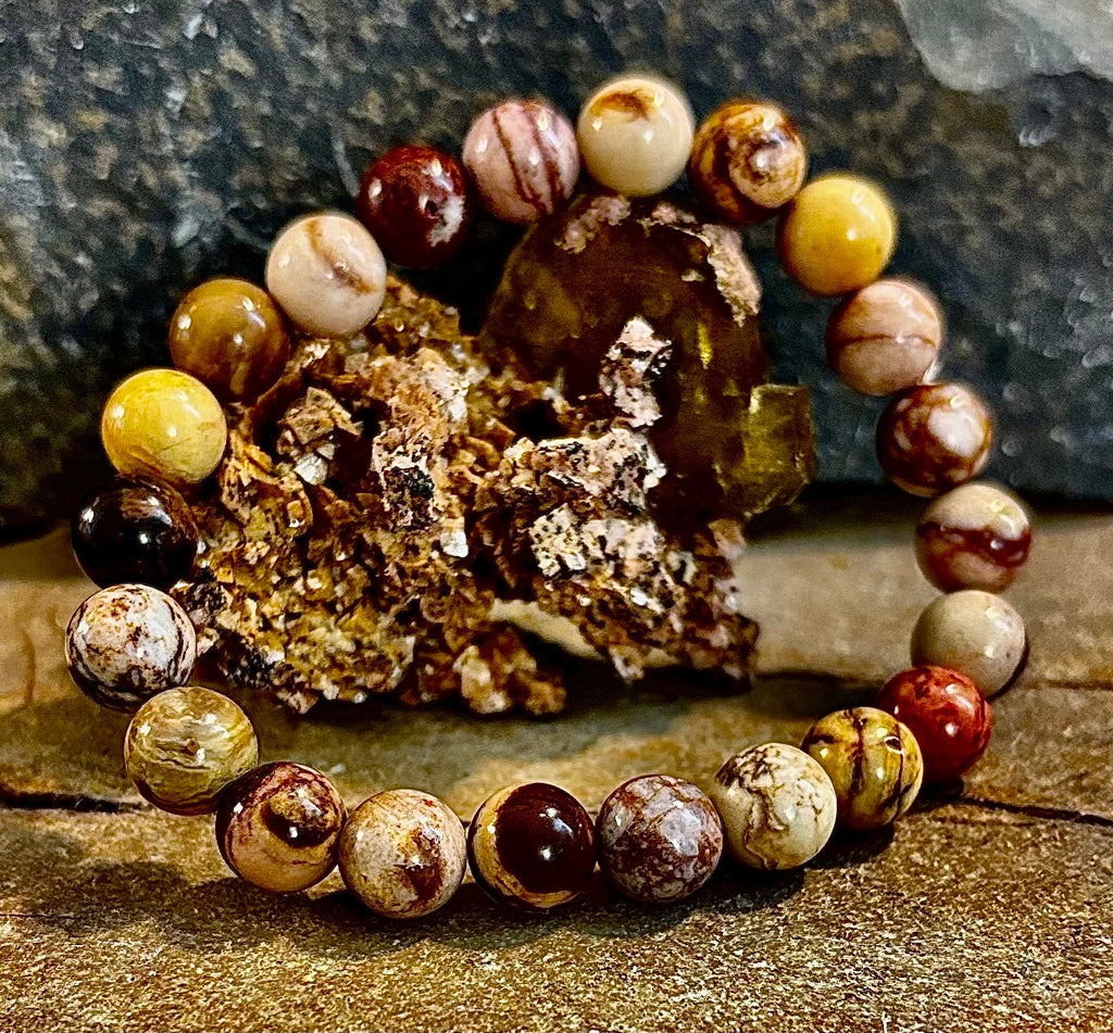Peanut Jasper Natural Stone Bracelet | 8 mm Grounding Beads for Strength & Stability (Small to Medium Wrists) | | Wiccan Center