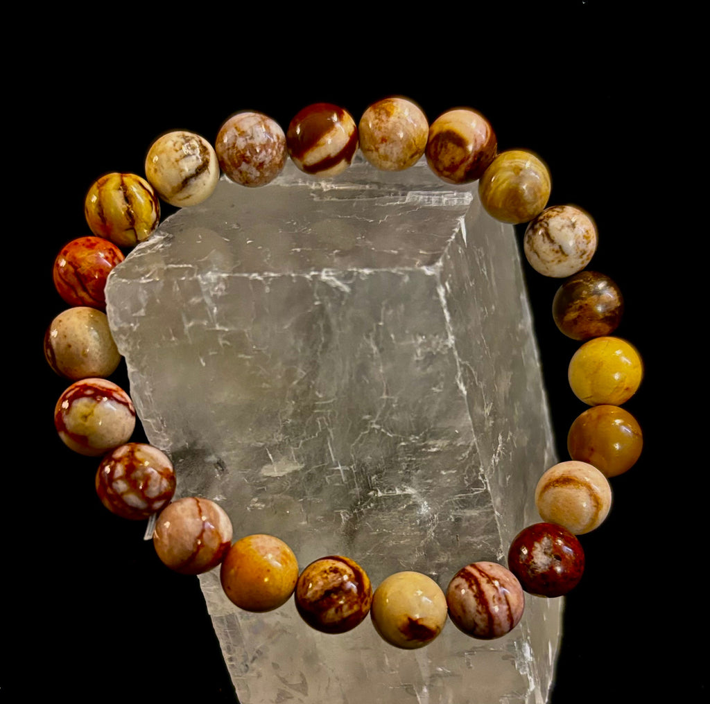 Peanut Jasper Natural Stone Bracelet | 8 mm Grounding Beads for Strength & Stability (Small to Medium Wrists) | | Wiccan Center
