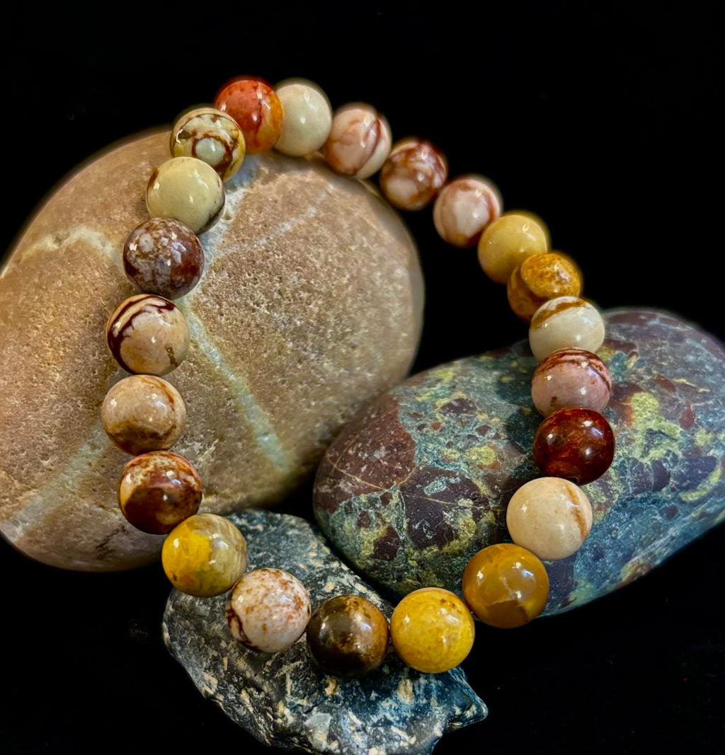 Peanut Jasper Natural Stone Bracelet | 8 mm Grounding Beads for Strength & Stability (Small to Medium Wrists) | | Wiccan Center