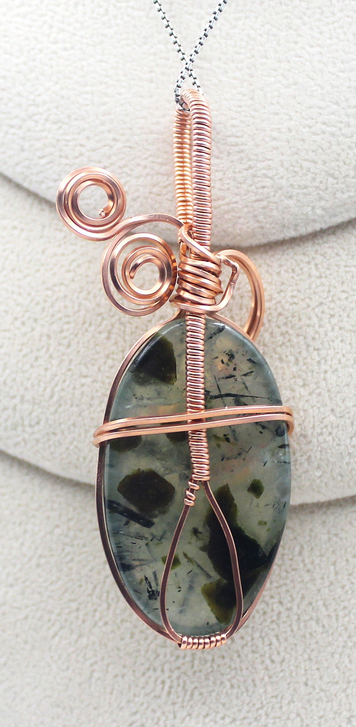 Raw Copper Prehnite Pendant Necklace | | Wiccan Center