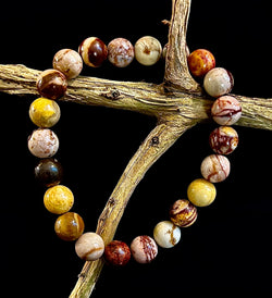 Peanut Jasper Natural Stone Bracelet | 8 mm Grounding Beads for Strength & Stability (Small to Medium Wrists) | | Wiccan Center
