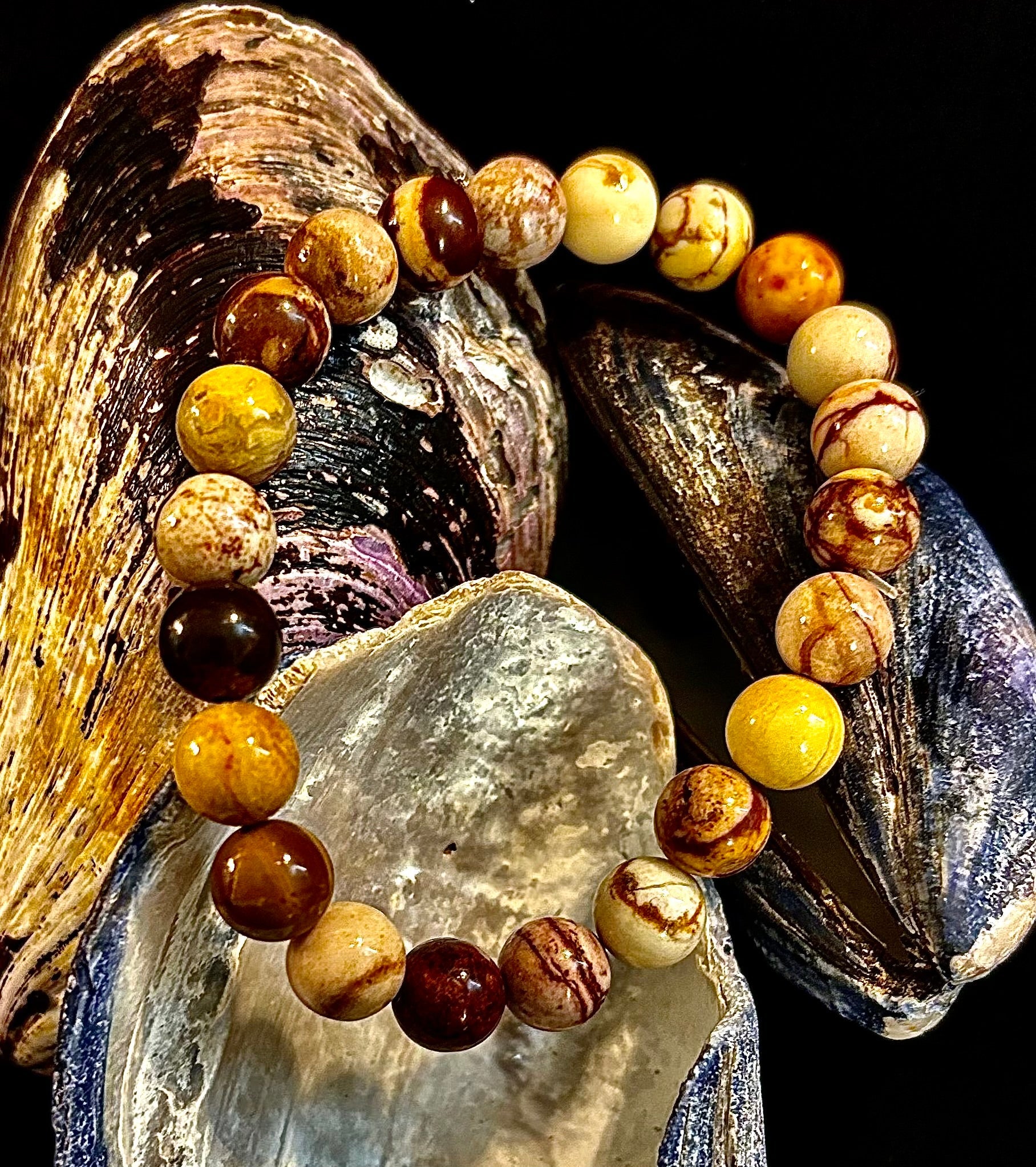 Peanut Jasper Natural Stone Bracelet | 8 mm Grounding Beads for Strength & Stability (Small to Medium Wrists) | | Wiccan Center