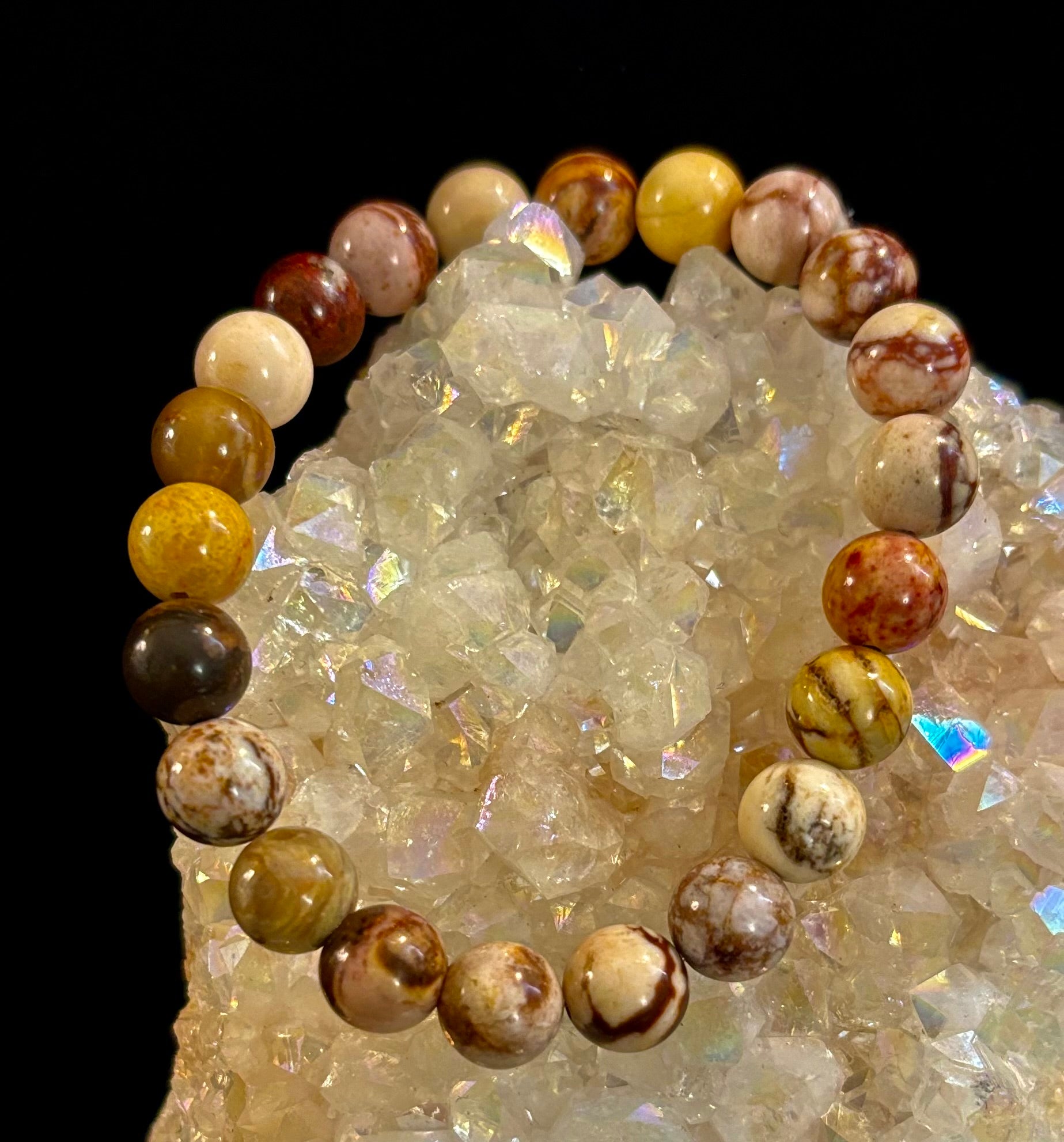Peanut Jasper Natural Stone Bracelet | 8 mm Grounding Beads for Strength & Stability (Small to Medium Wrists) | | Wiccan Center