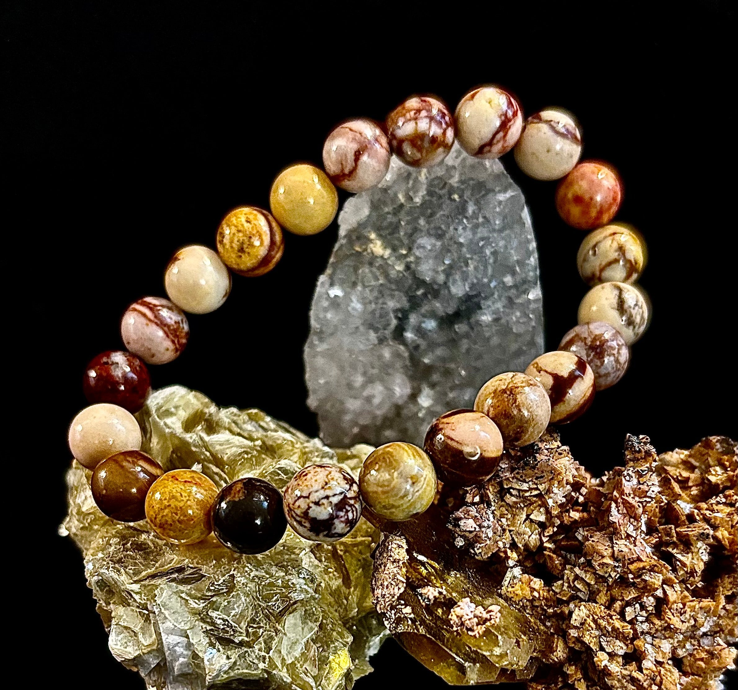 Peanut Jasper Natural Stone Bracelet | 8 mm Grounding Beads for Strength & Stability (Small to Medium Wrists) | | Wiccan Center