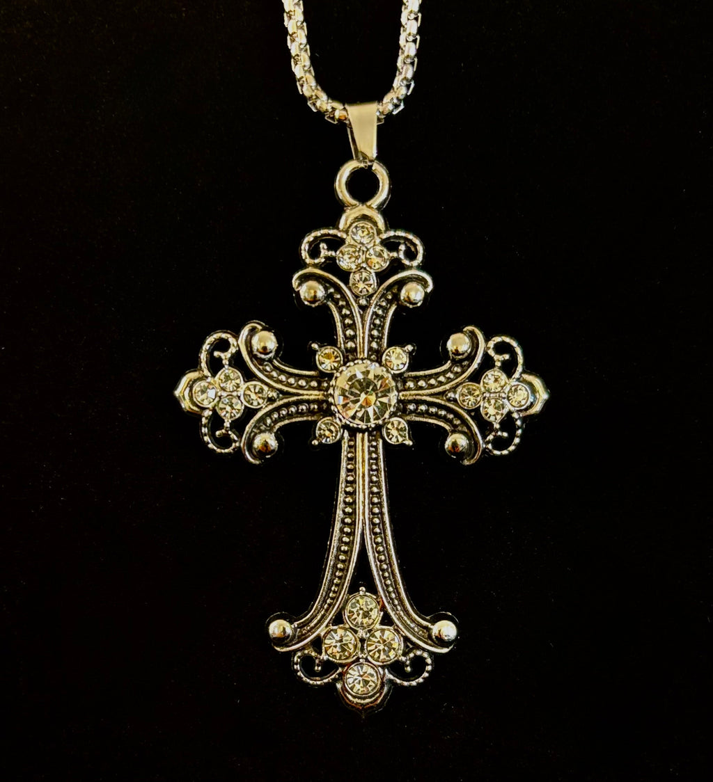 Our Lady of Guadalupe Vintage Cross Necklace — Silver Tone Catholic Pendant — Inspired by Puerto Vallarta Mexico — Sacred Protection Jewelry | | Wiccan Center