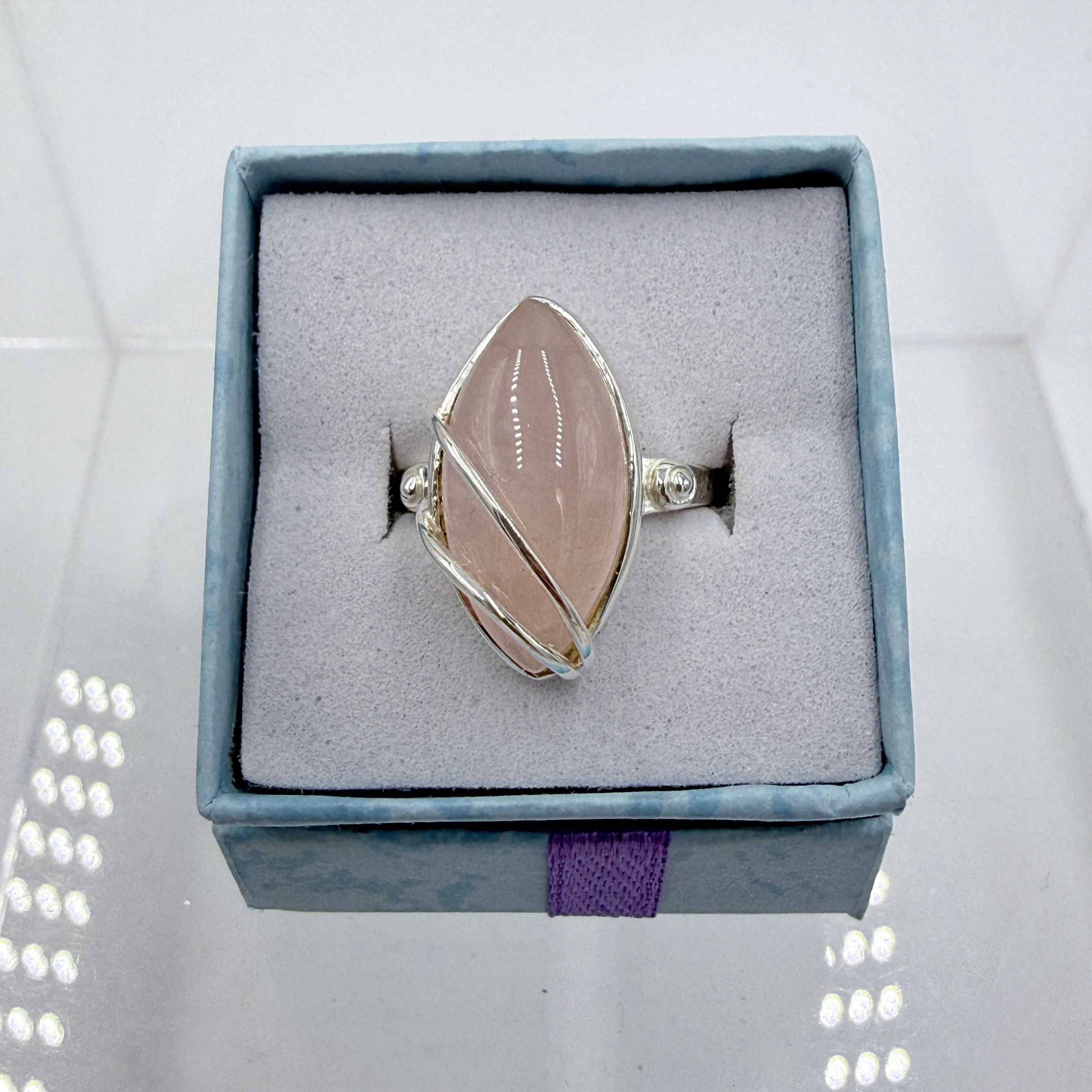 Sterling Silver Wrapped Rose Quartz - Size 7 - Loving, Soothing & Heart Opening | Rings | Wiccan Center