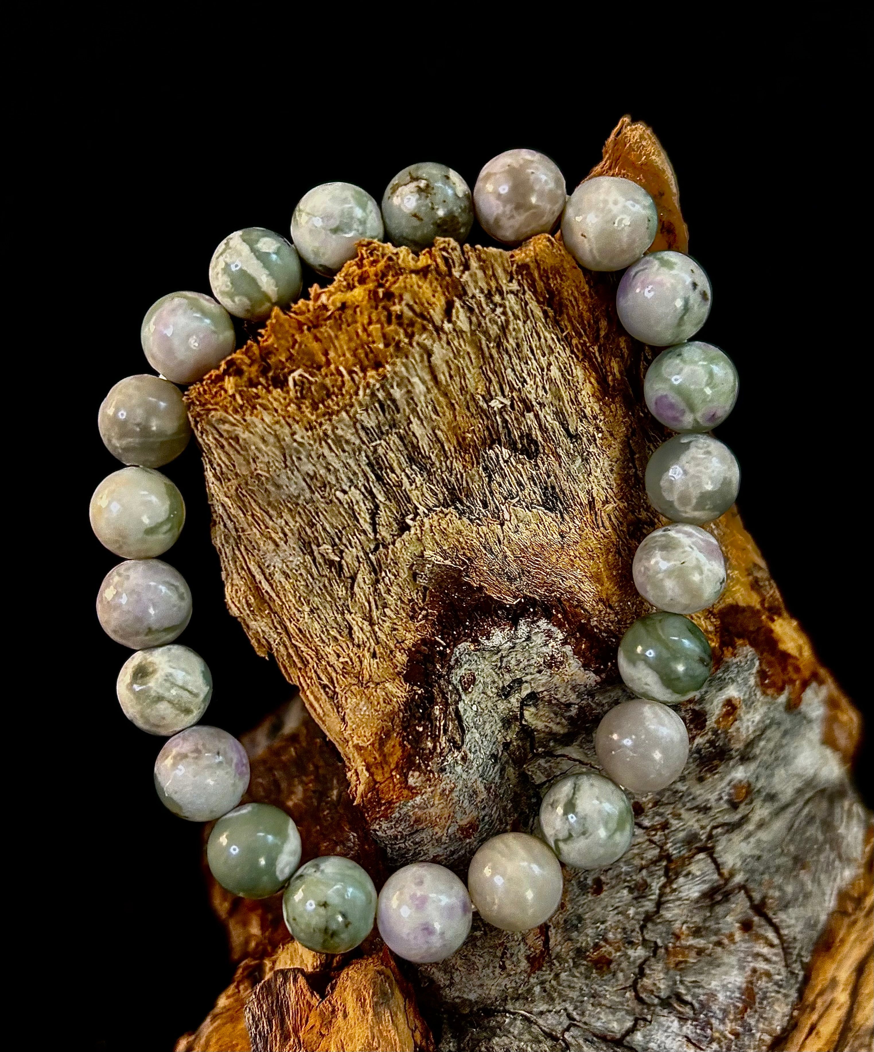 Peace Jade Healing Bracelet – 8mm Calming Stone for Medium Wrists | | Wiccan Center