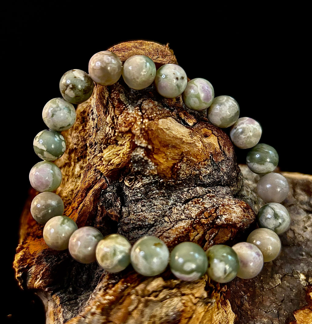 Peace Jade Healing Bracelet – 8mm Calming Stone for Medium Wrists | | Wiccan Center