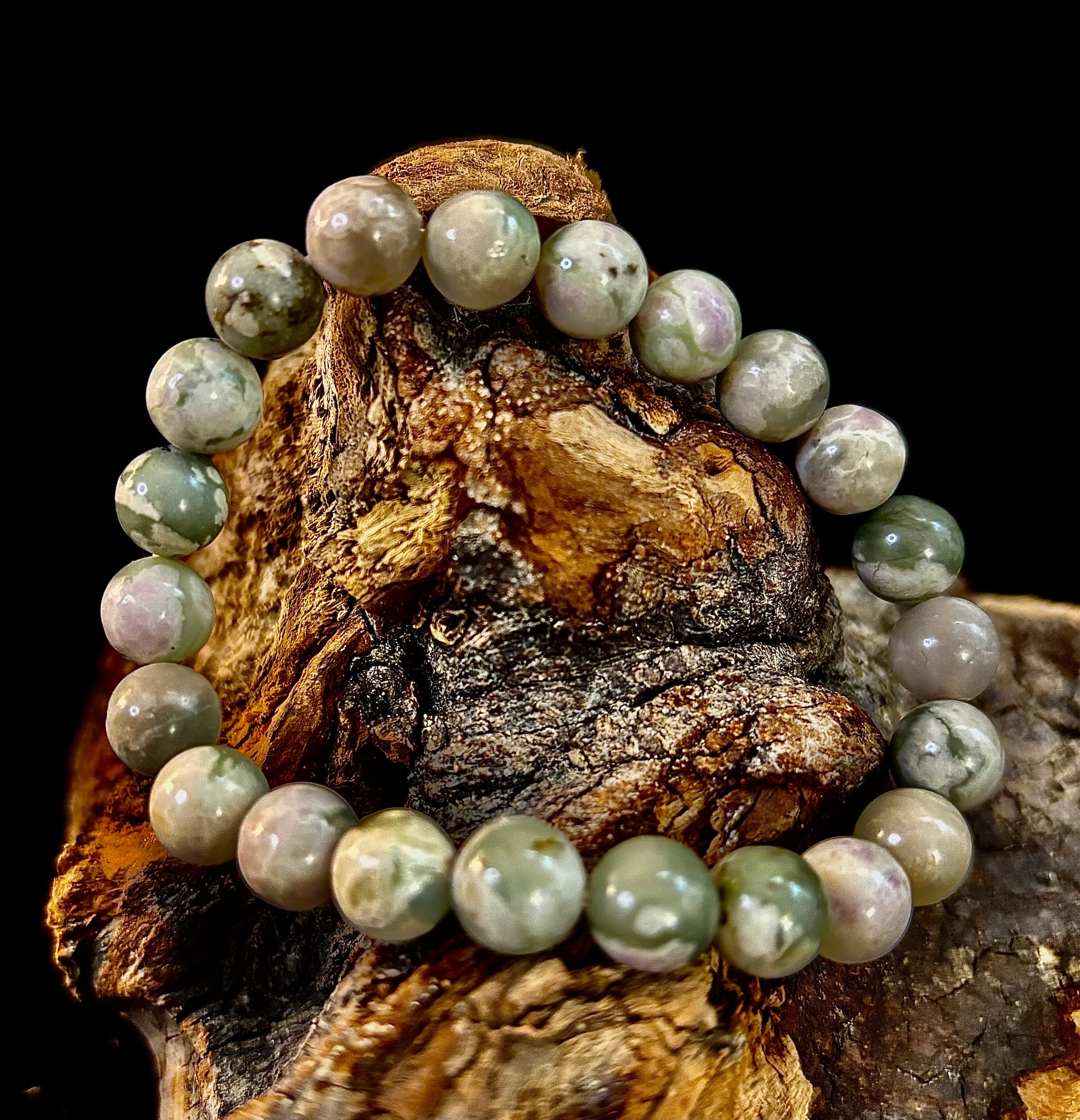 Peace Jade Healing Bracelet – 8mm Calming Stone for Medium Wrists | | Wiccan Center