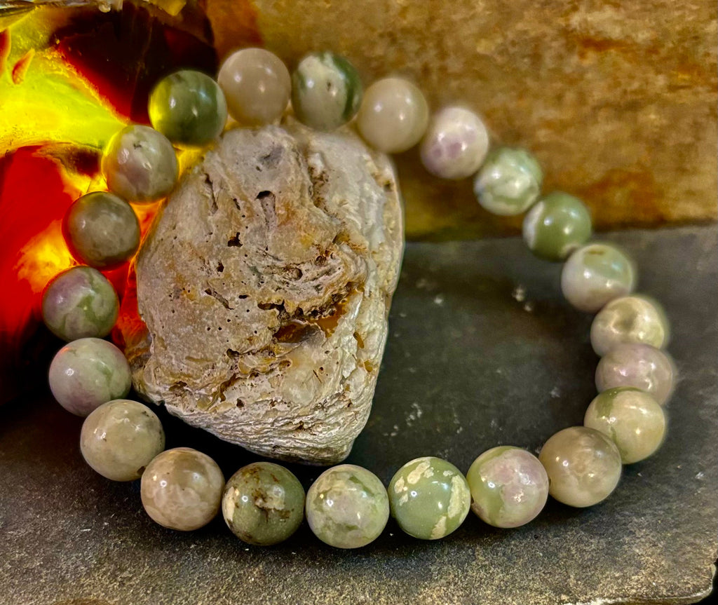 Peace Jade Healing Bracelet – 8mm Calming Stone for Medium Wrists | | Wiccan Center
