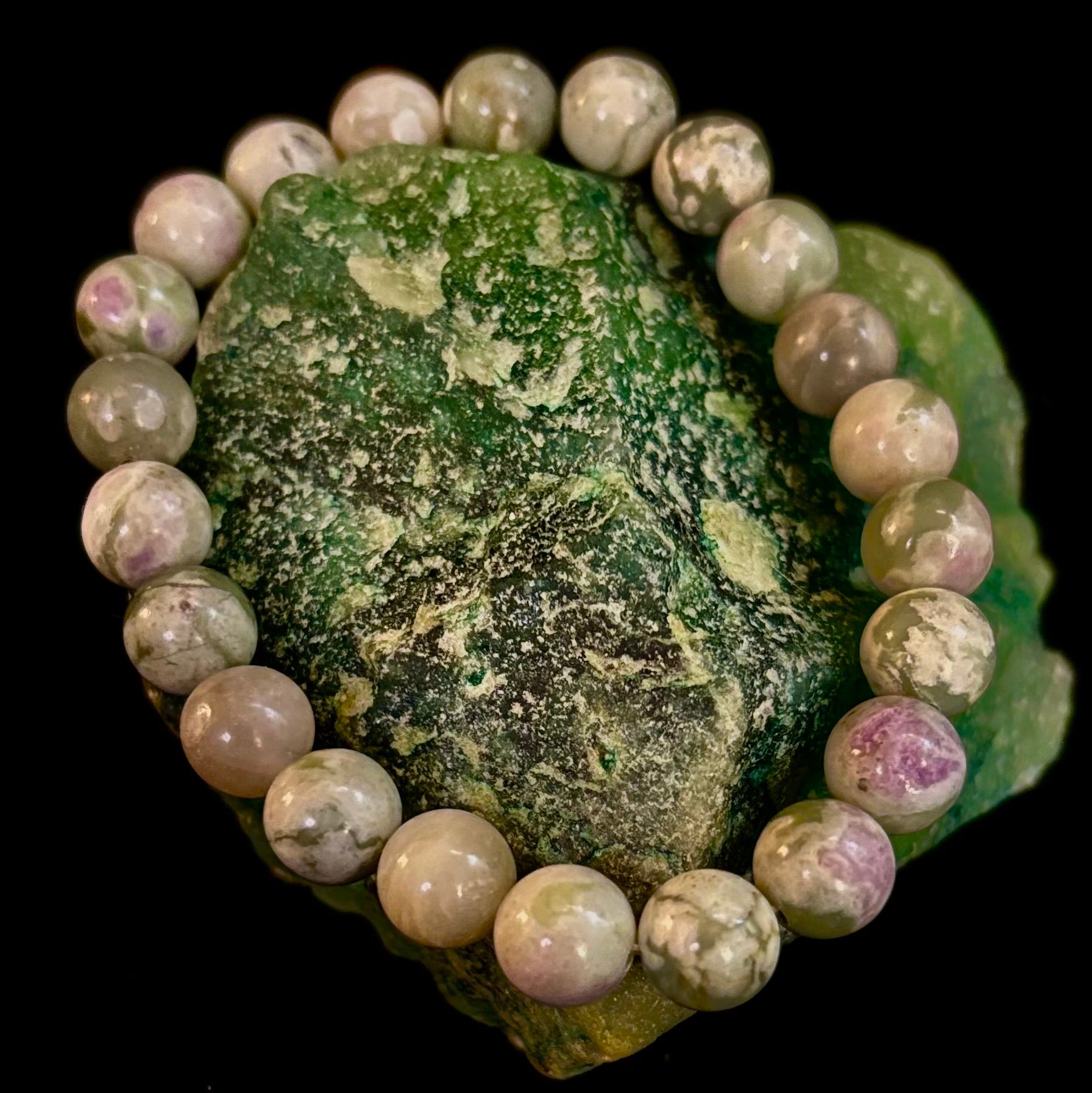 Peace Jade Healing Bracelet – 8mm Calming Stone for Medium Wrists | | Wiccan Center