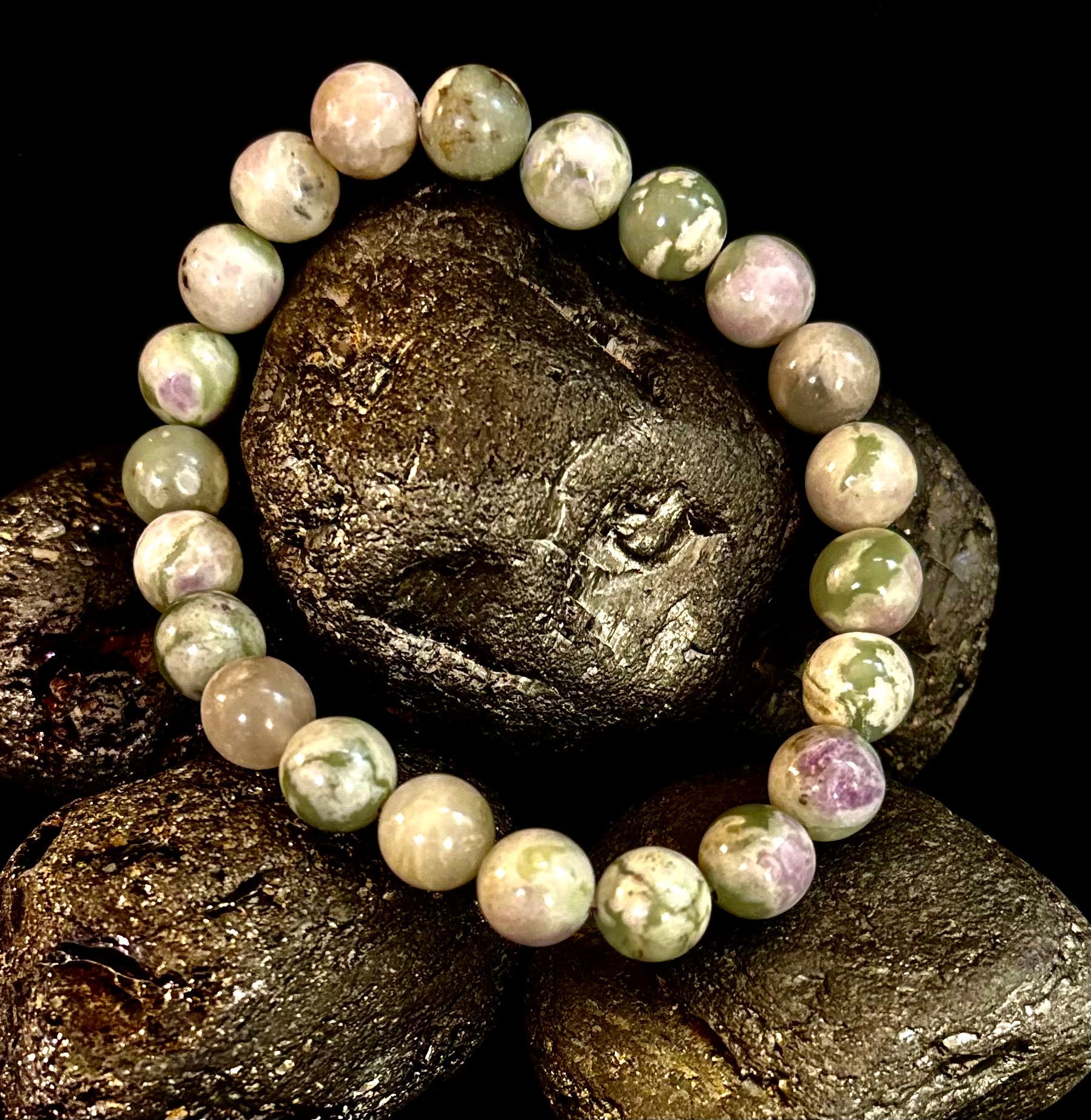 Peace Jade Healing Bracelet – 8mm Calming Stone for Medium Wrists | | Wiccan Center