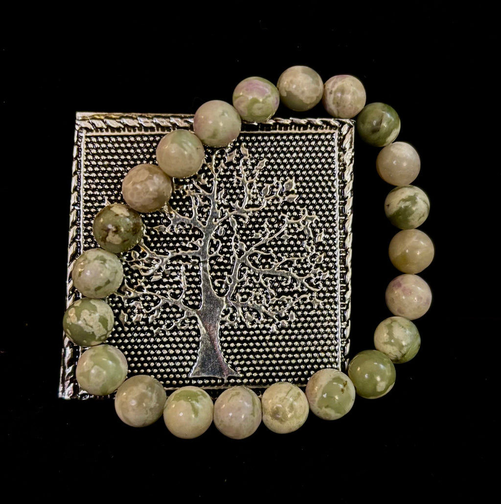 Peace Jade Healing Bracelet – 8mm Calming Stone for Medium Wrists | | Wiccan Center